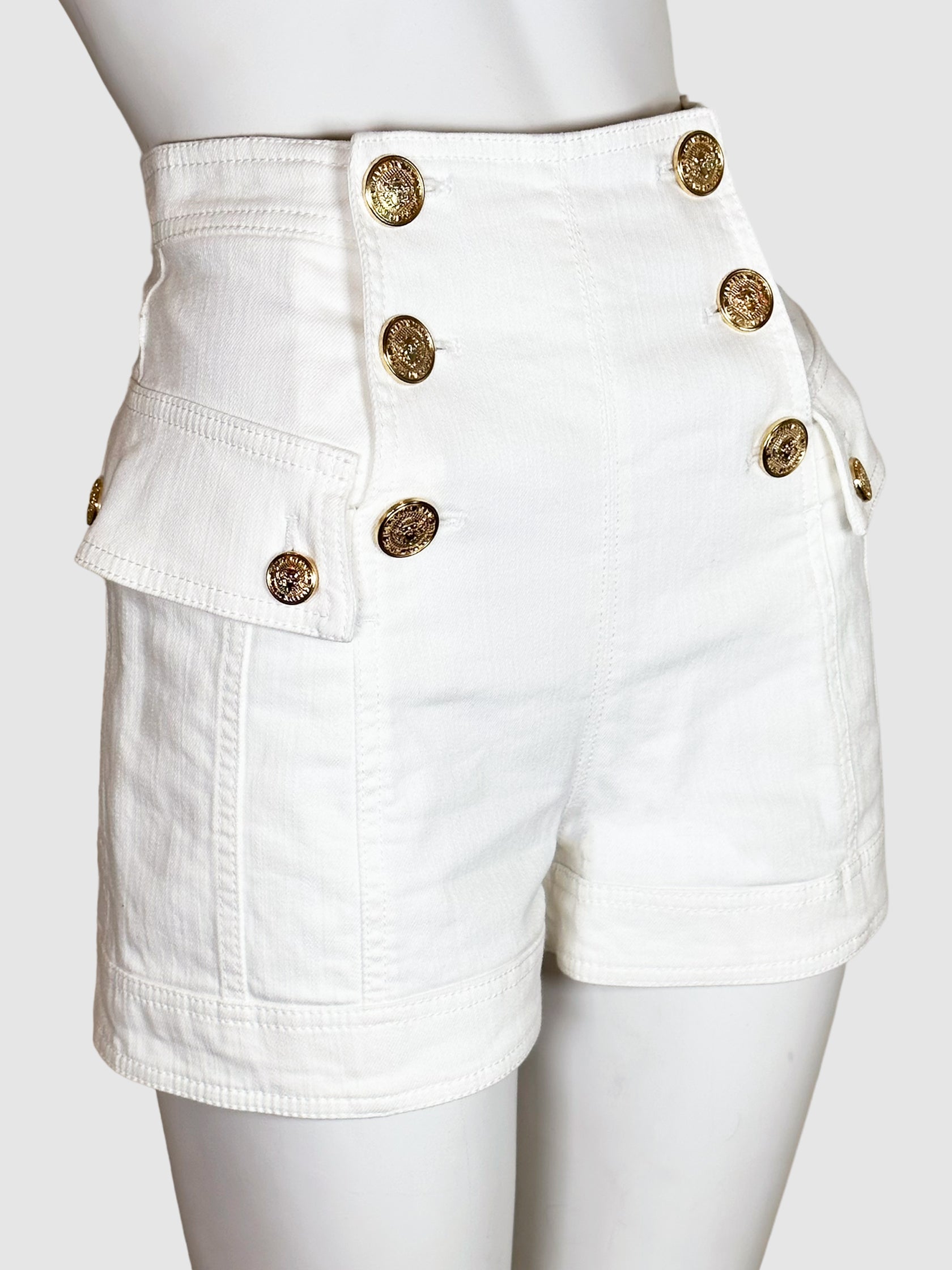 Shorts with Pockets and Gold Detail Buttons - Size 34