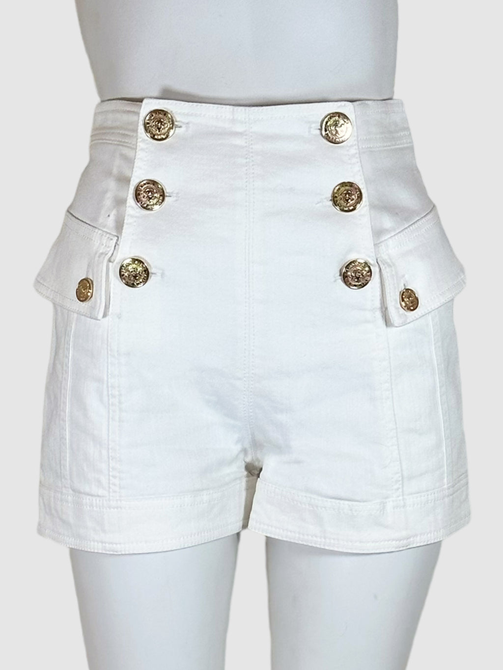 Shorts with Pockets and Gold Detail Buttons - Size 34