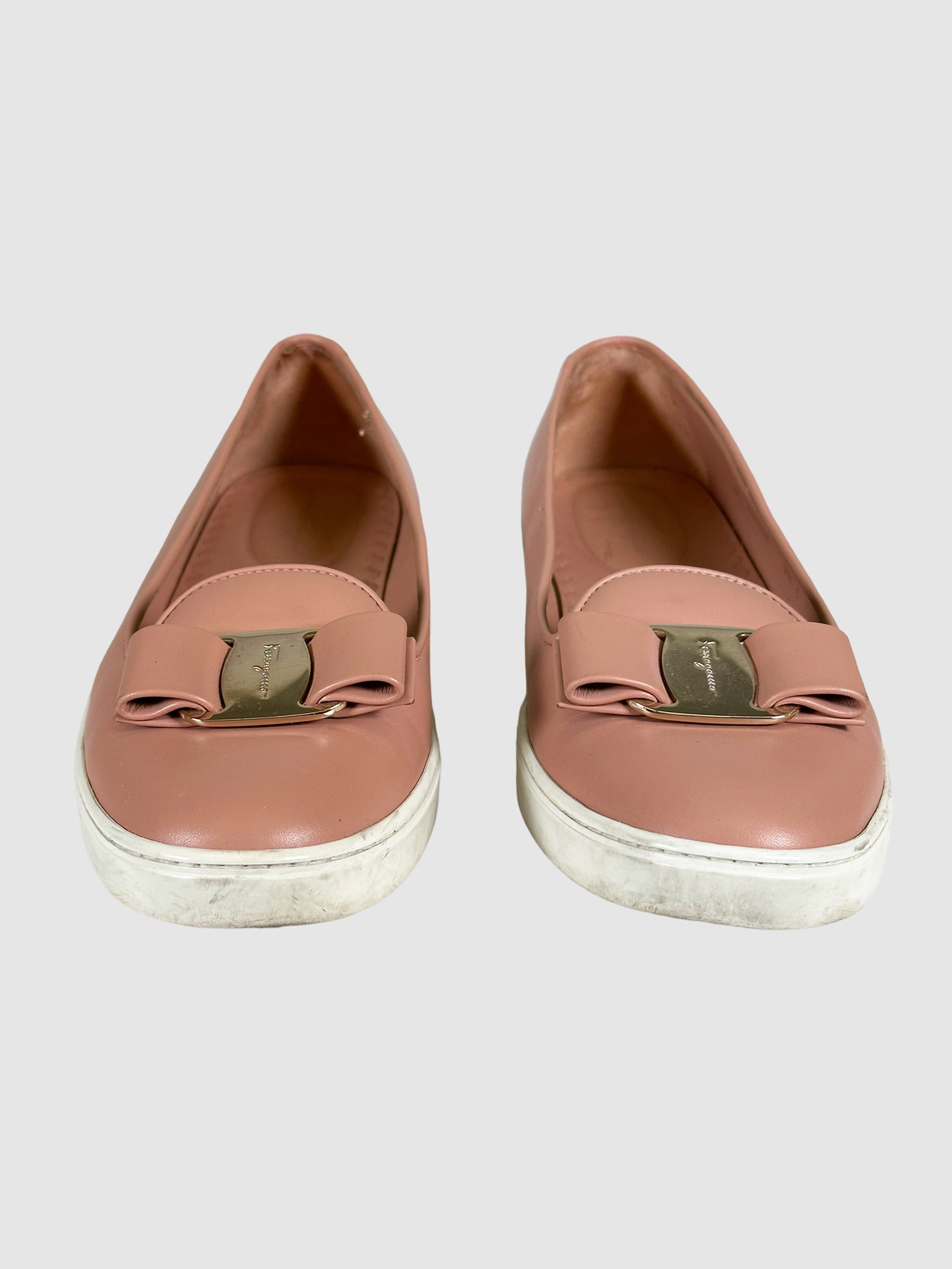 Salvatore Ferragamo Leather Slip-On Loafer Sneakers - Size 9.5