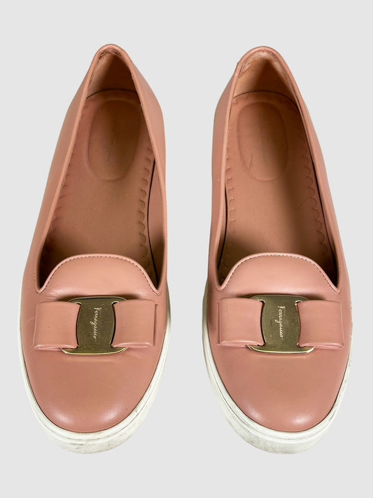Salvatore Ferragamo Leather Slip-On Loafer Sneakers - Size 9.5