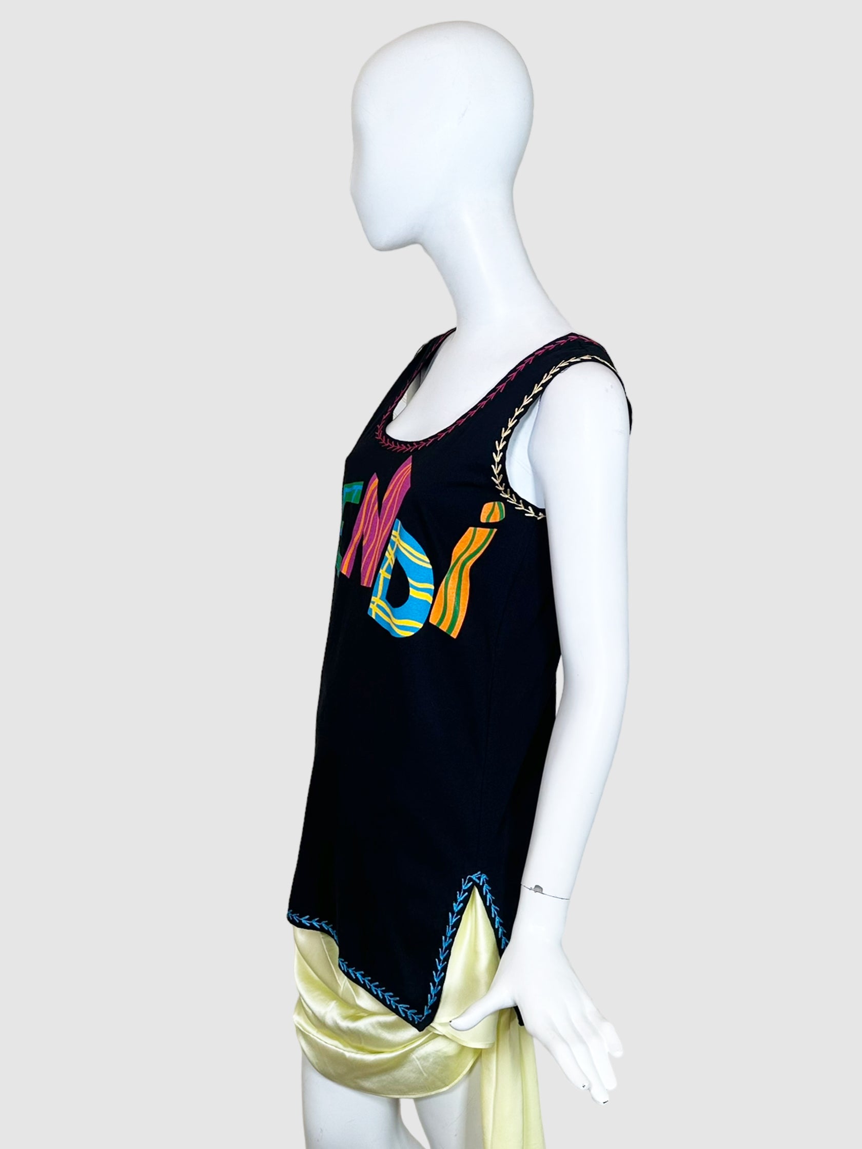 Logo Embroidered Details Sleeveless Top - Size S/M