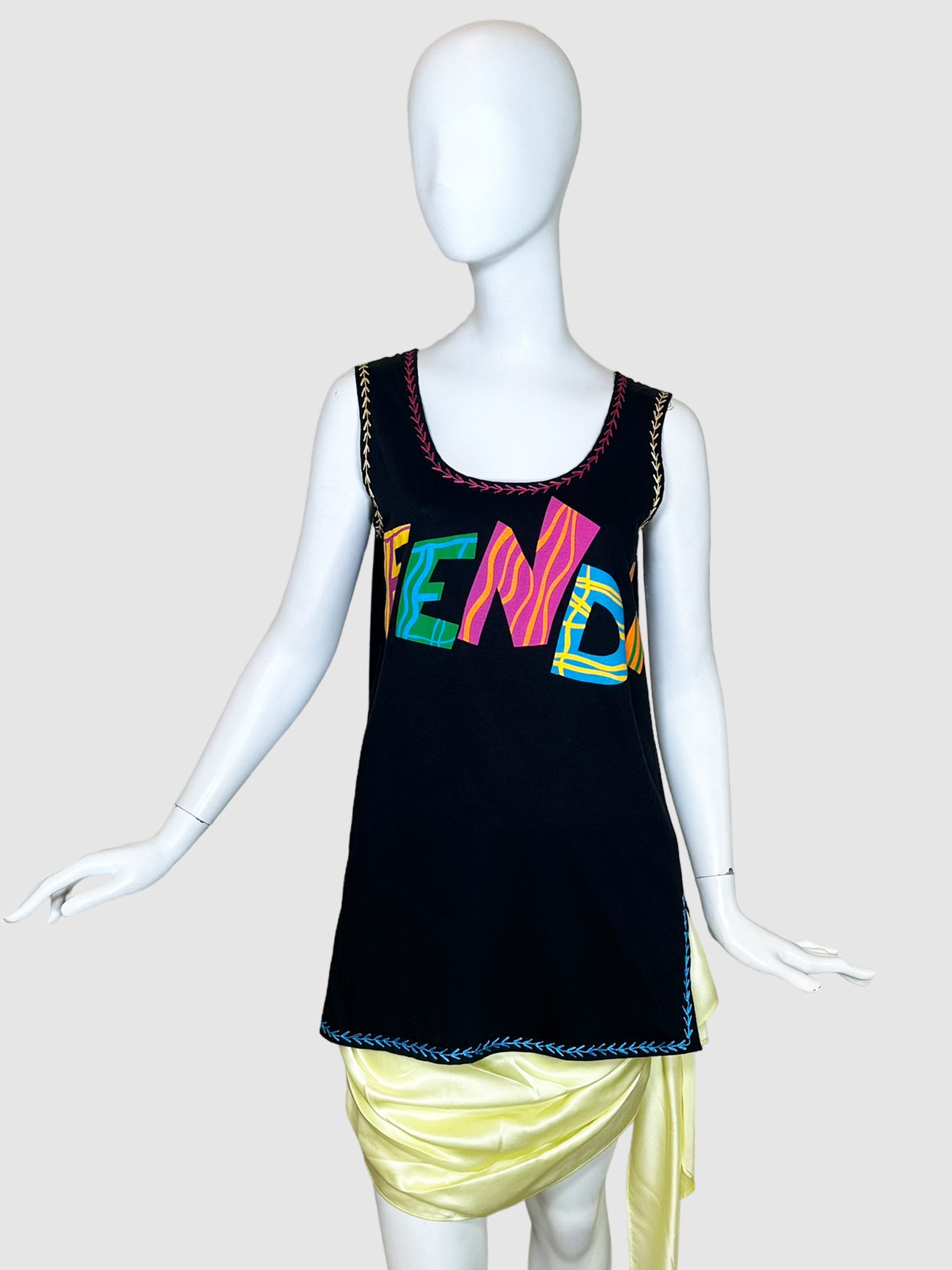 Logo Embroidered Details Sleeveless Top - Size S/M