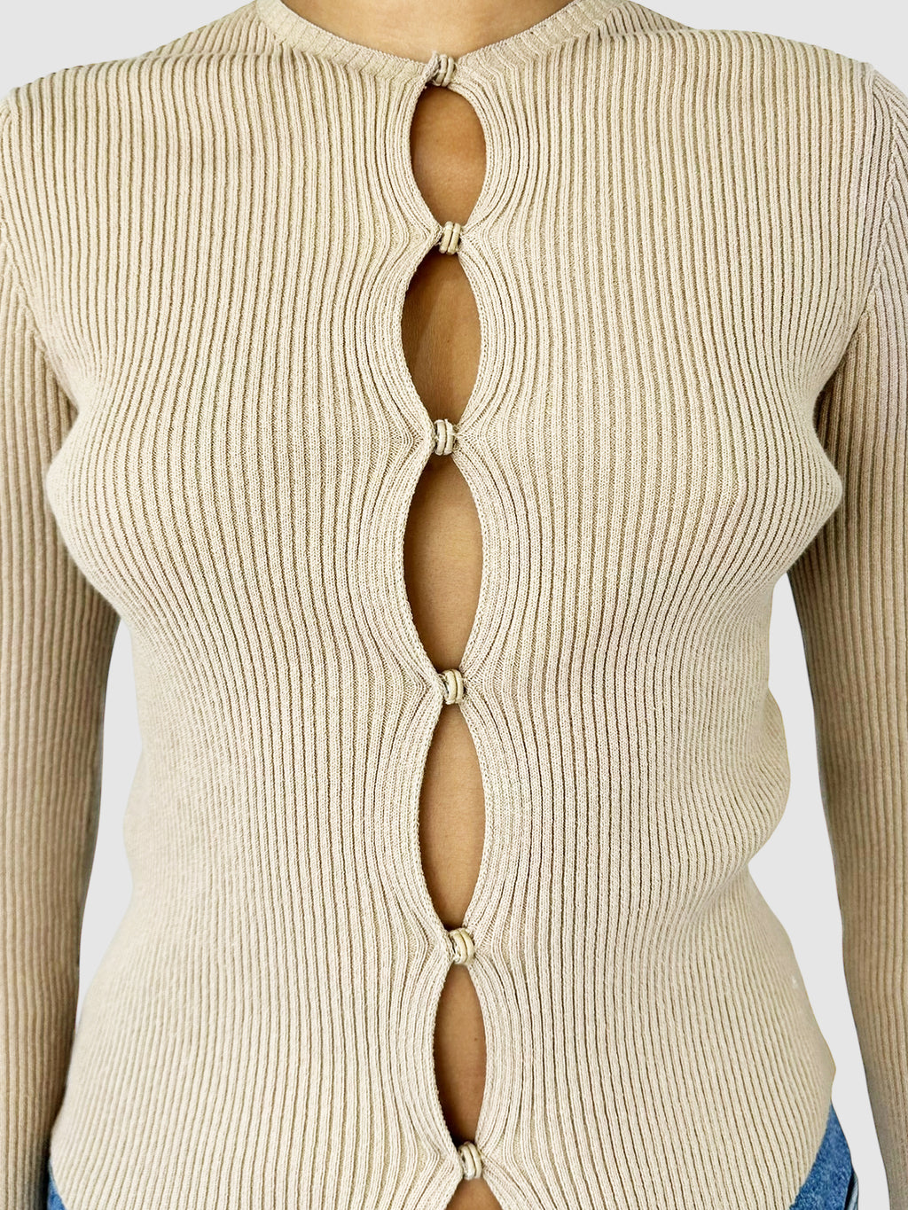 Ribbed Cutout Cardigan