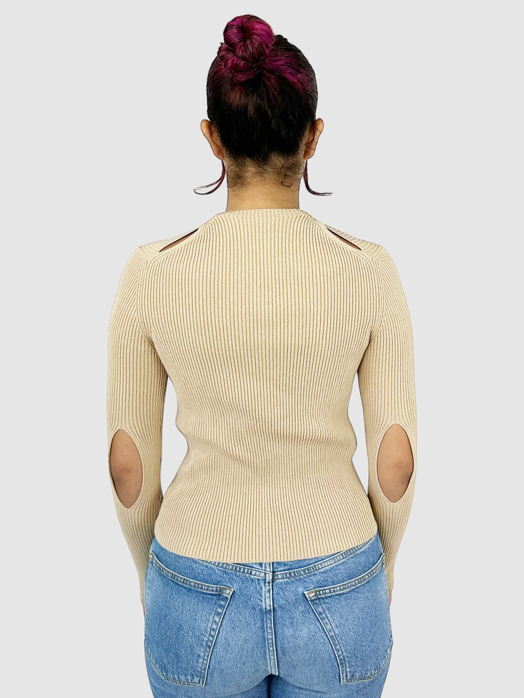 Ribbed Cutout Cardigan