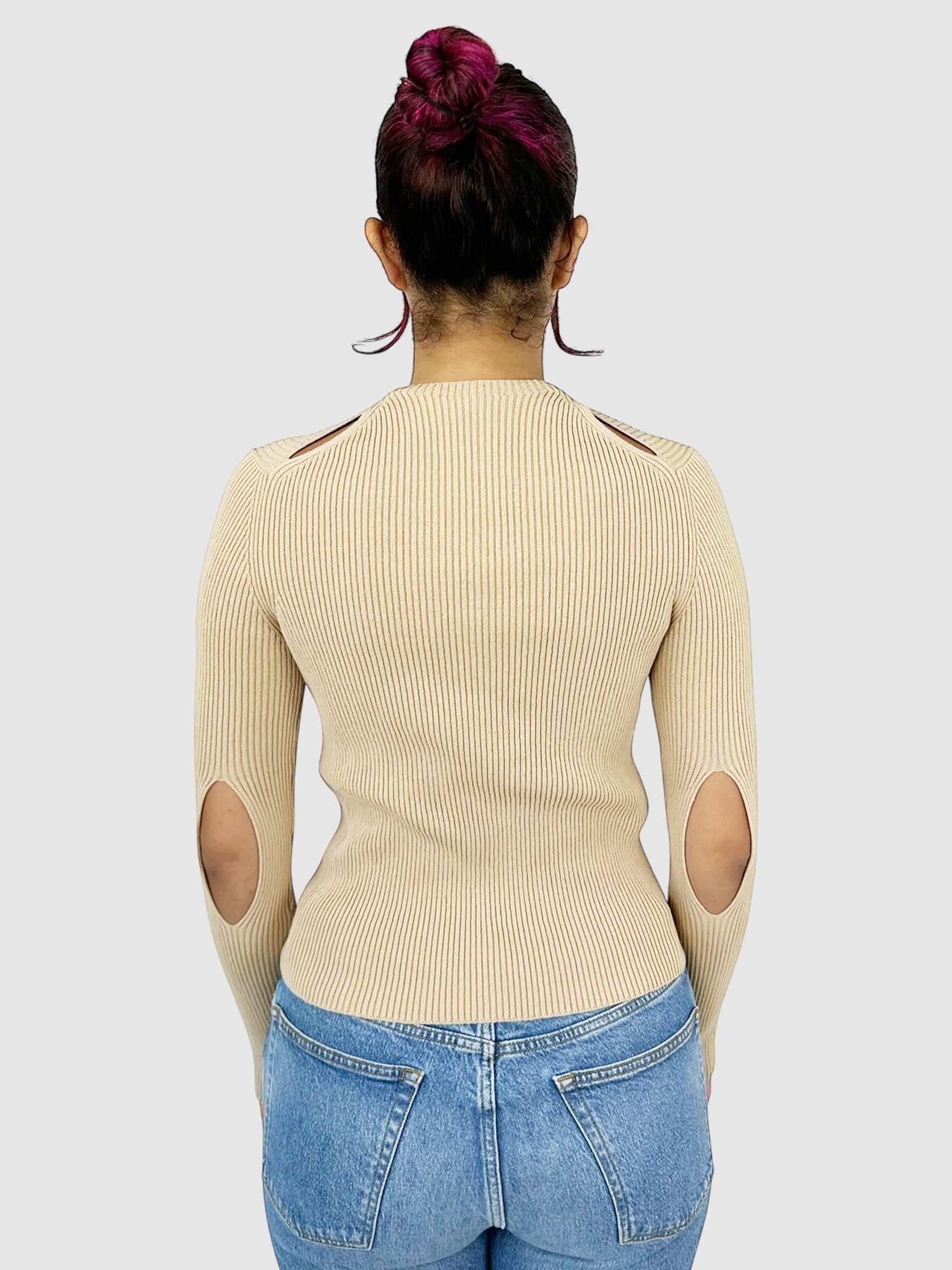Ribbed Cutout Cardigan