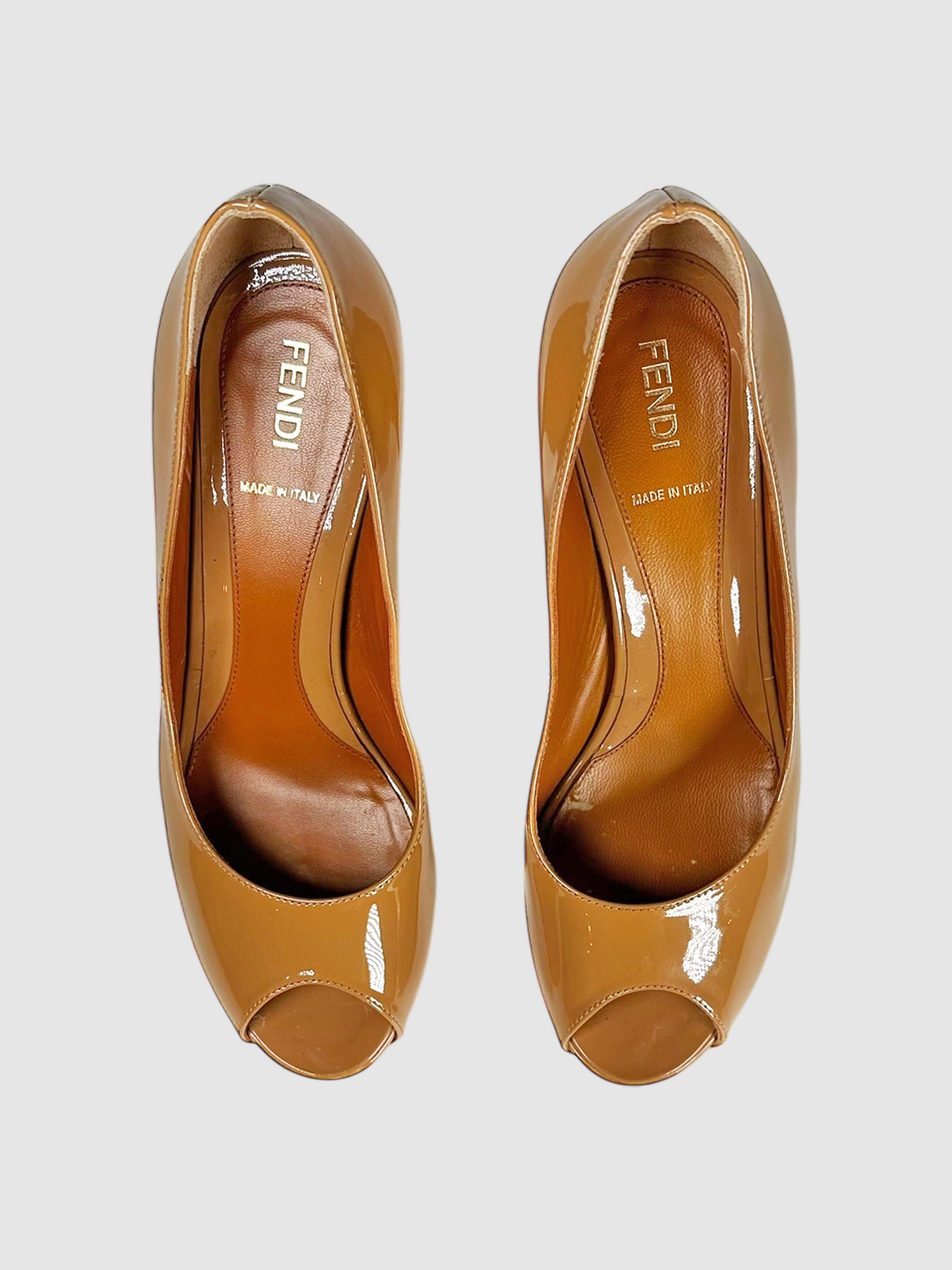 Monogram Heel Peep Toe Pumps - Size 37
