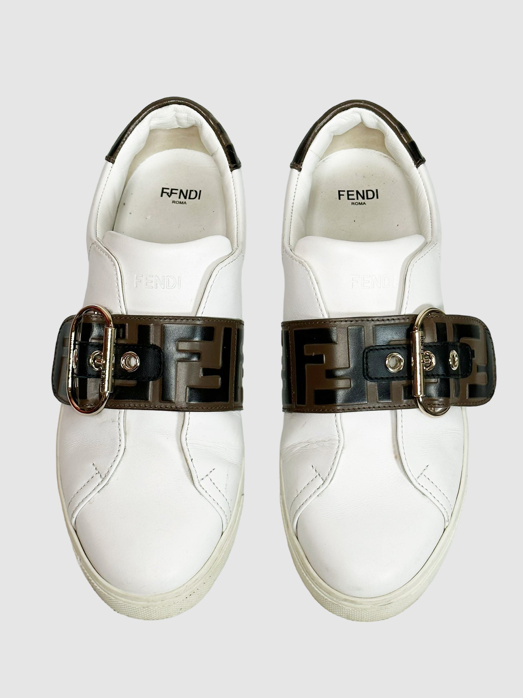 Fendi Leather Printed Sneakers - Size 37.5
