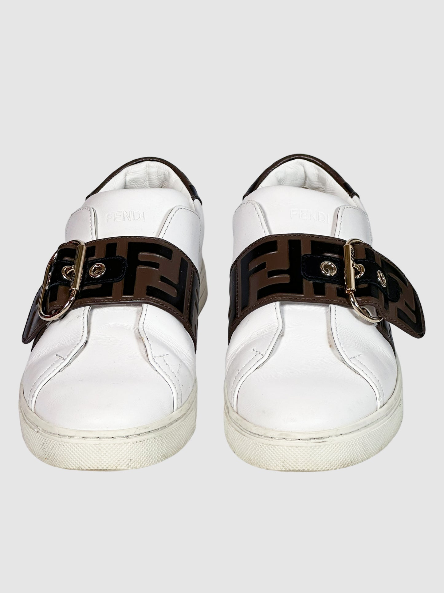 Fendi Leather Printed Sneakers - Size 37.5