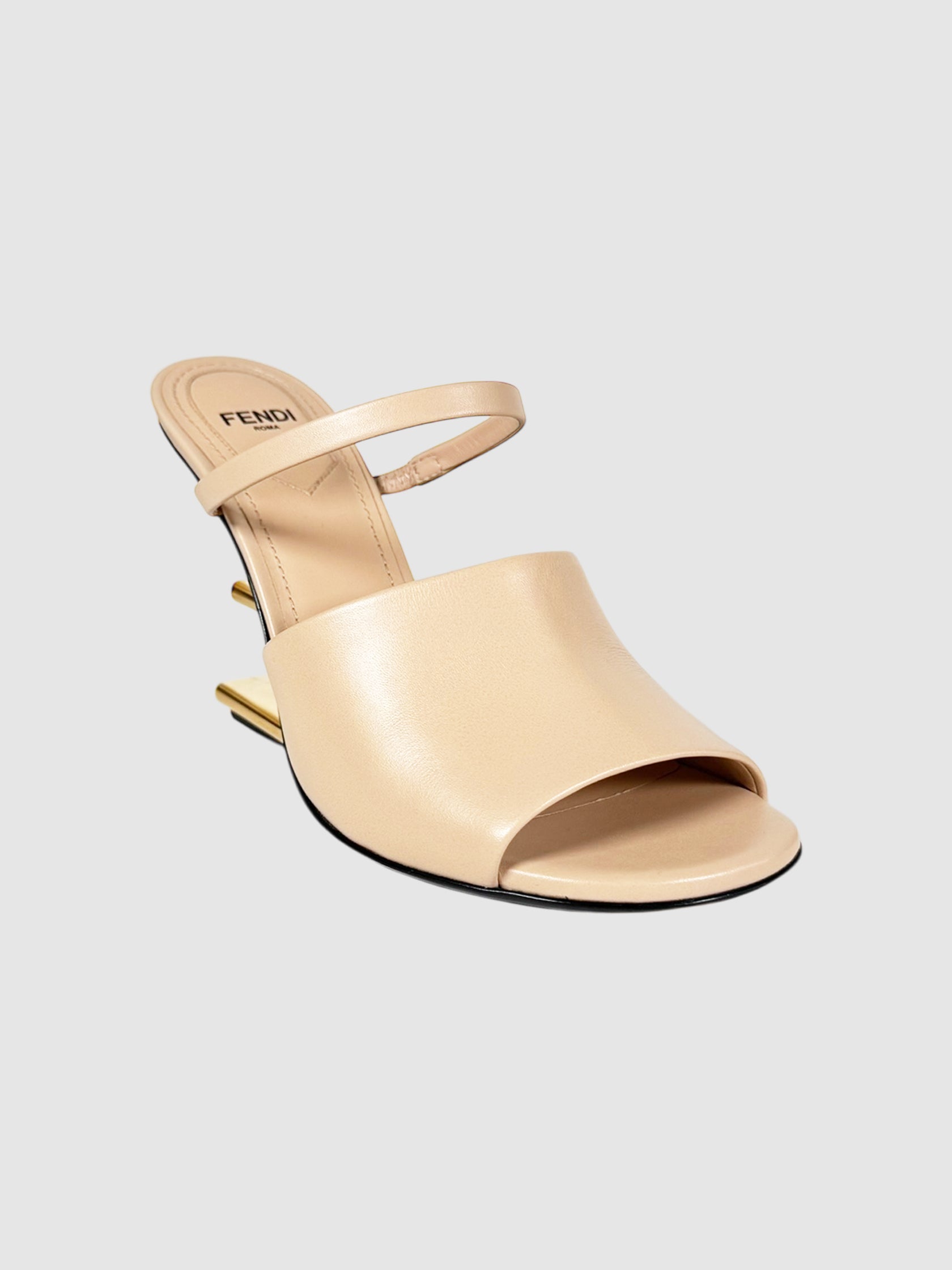 Fendi Nude Leather First Mule Heels, Size 36 Luxury Designer Resale Consignment Toronto Secondhand