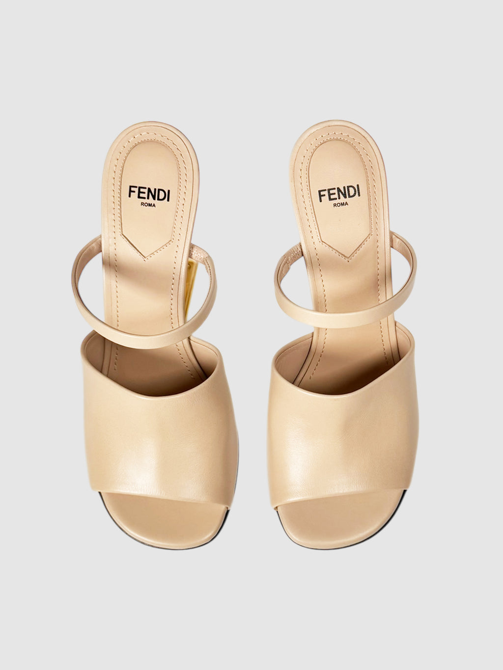 Fendi Nude Leather First Mule Heels, Size 36 Luxury Designer Resale Consignment Toronto Secondhand