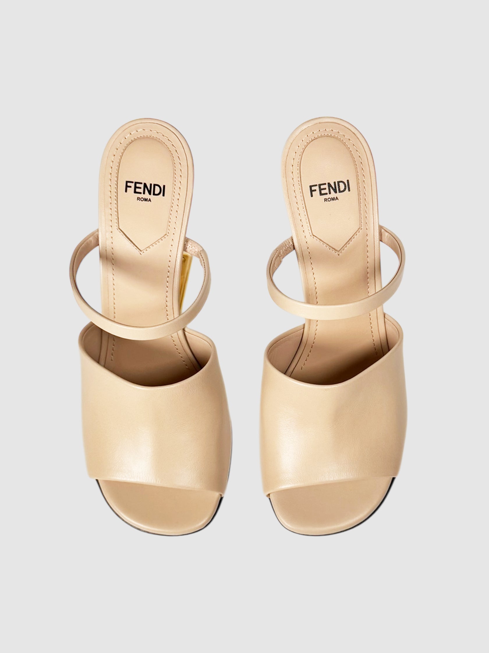 Fendi Nude Leather First Mule Heels, Size 36 Luxury Designer Resale Consignment Toronto Secondhand