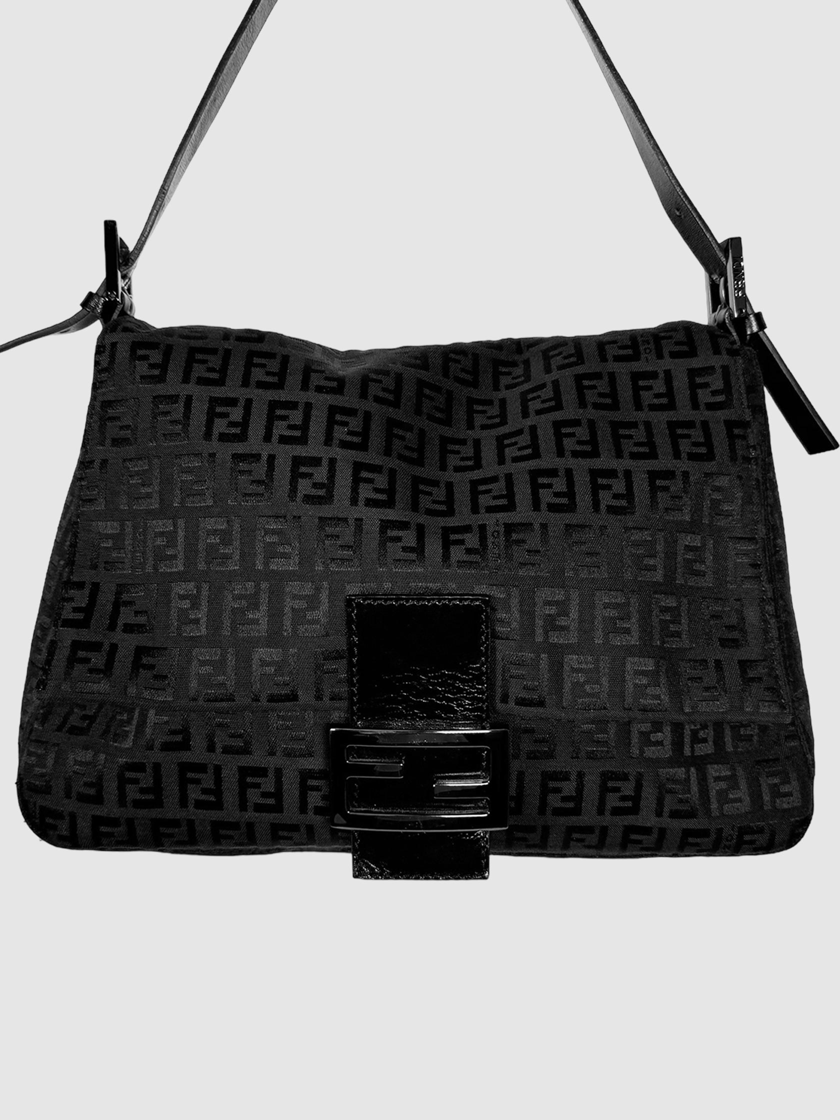 Fendi Zucchino Mama Shoulder Bag Consignment Secondhand Designer Luxury Resale Toronto Trendyin Black 