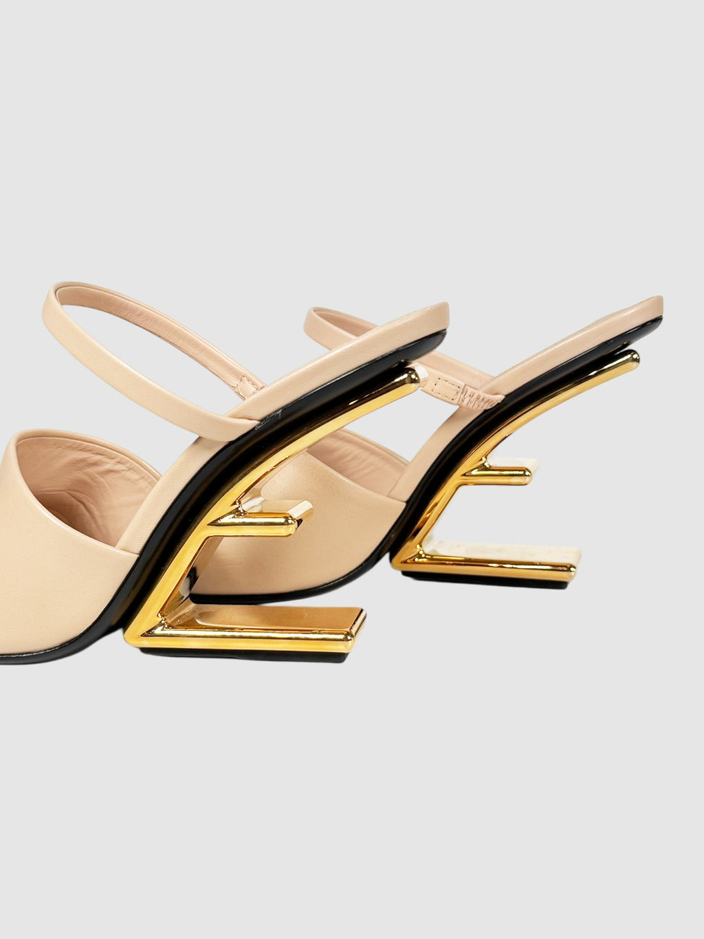 Fendi Nude Leather First Mule Heels, Size 36 Luxury Designer Resale Consignment Toronto Secondhand