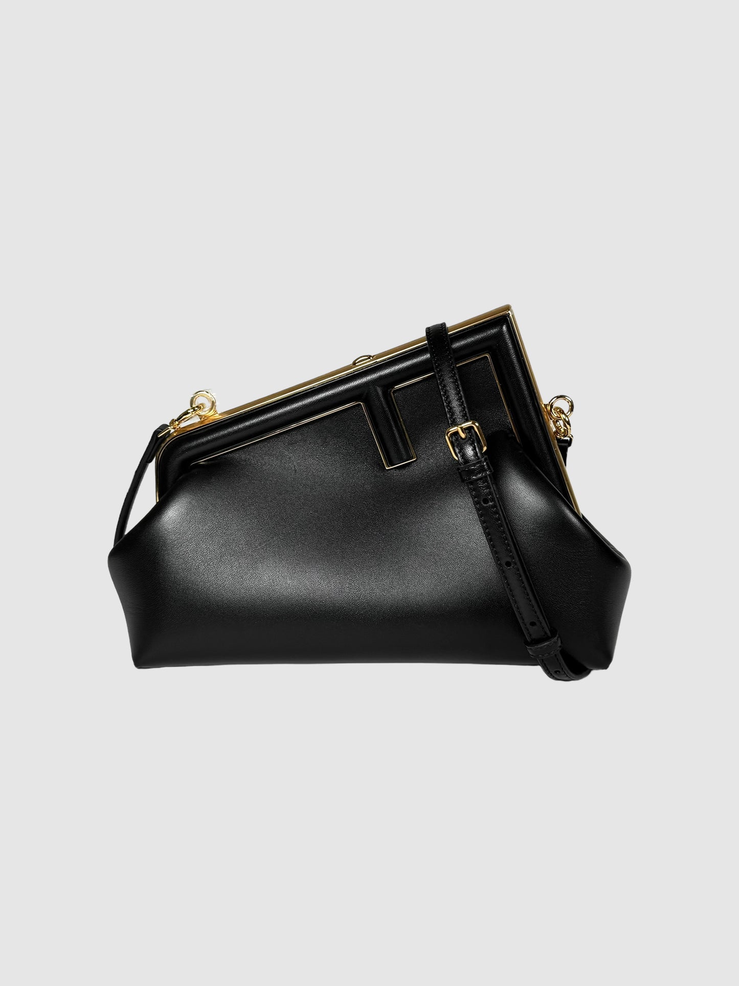 Fendi Timeless Black Small Nappa Leather Fendi First Clutch Consignment Secondhand Designer Luxury Resale Toronto Trendy