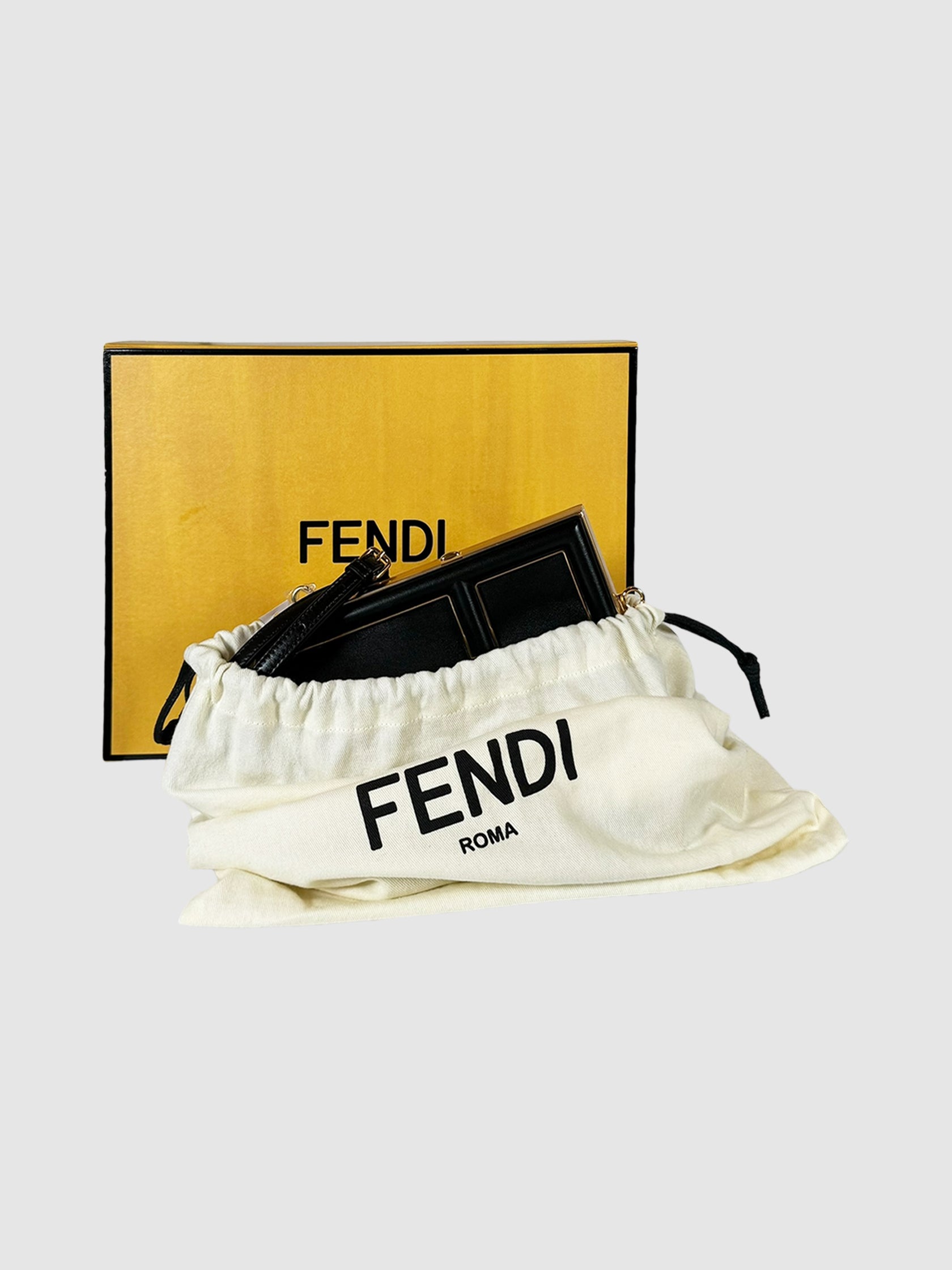 Fendi Timeless Black Small Nappa Leather Fendi First Clutch Consignment Secondhand Designer Luxury Resale Toronto Trendy