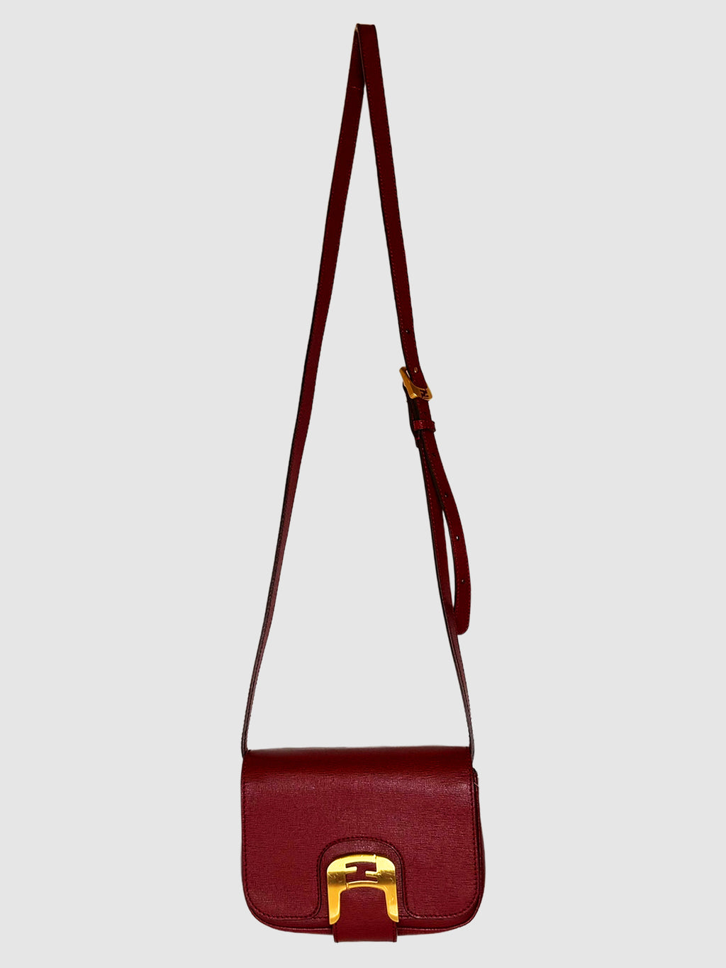 Fendi Dark Red Leather Chameleon Small Saddle Crossbody Bag Canada Luxury Designer Resale Consignment Secondhand