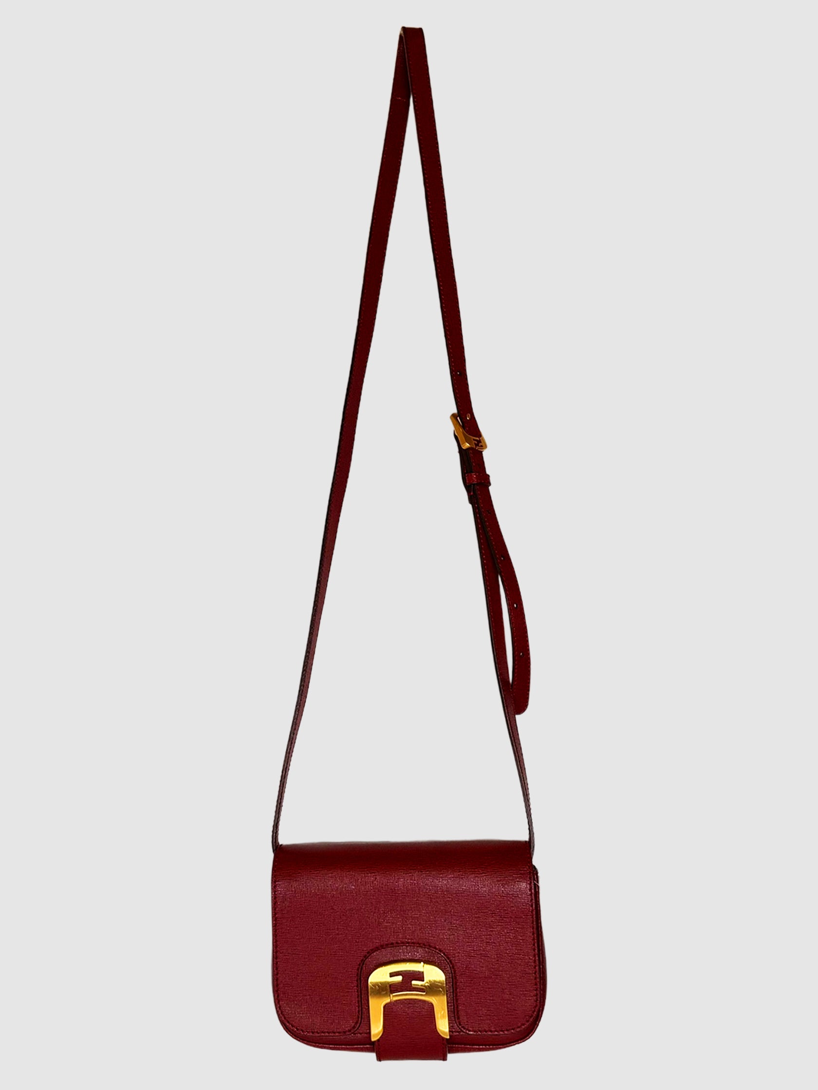 Fendi Dark Red Leather Chameleon Small Saddle Crossbody Bag Canada Luxury Designer Resale Consignment Secondhand