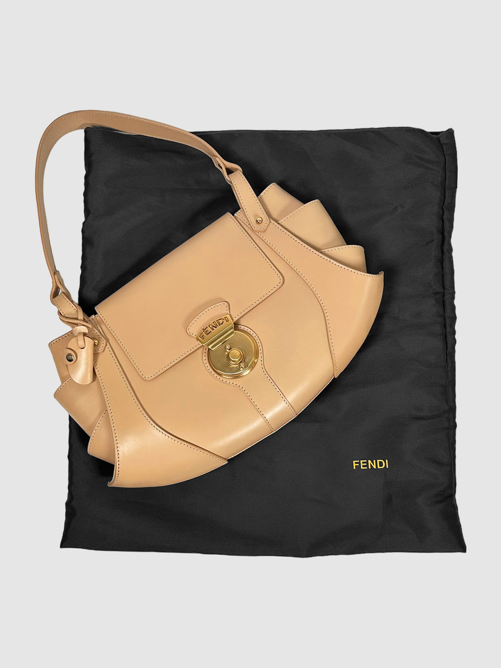 Fendi Beige Patent Leather Compilation Hobo Bag Consignment Secondhand Designer Luxury Resale Toronto Trendy