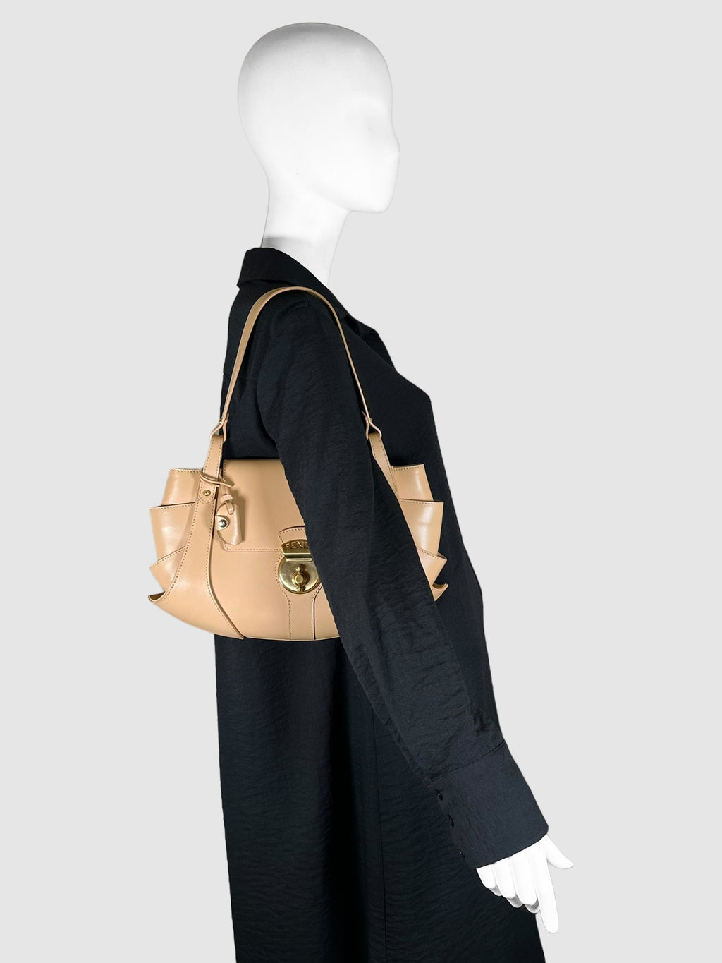 Fendi Beige Patent Leather Compilation Hobo Bag Consignment Secondhand Designer Luxury Resale Toronto Trendy