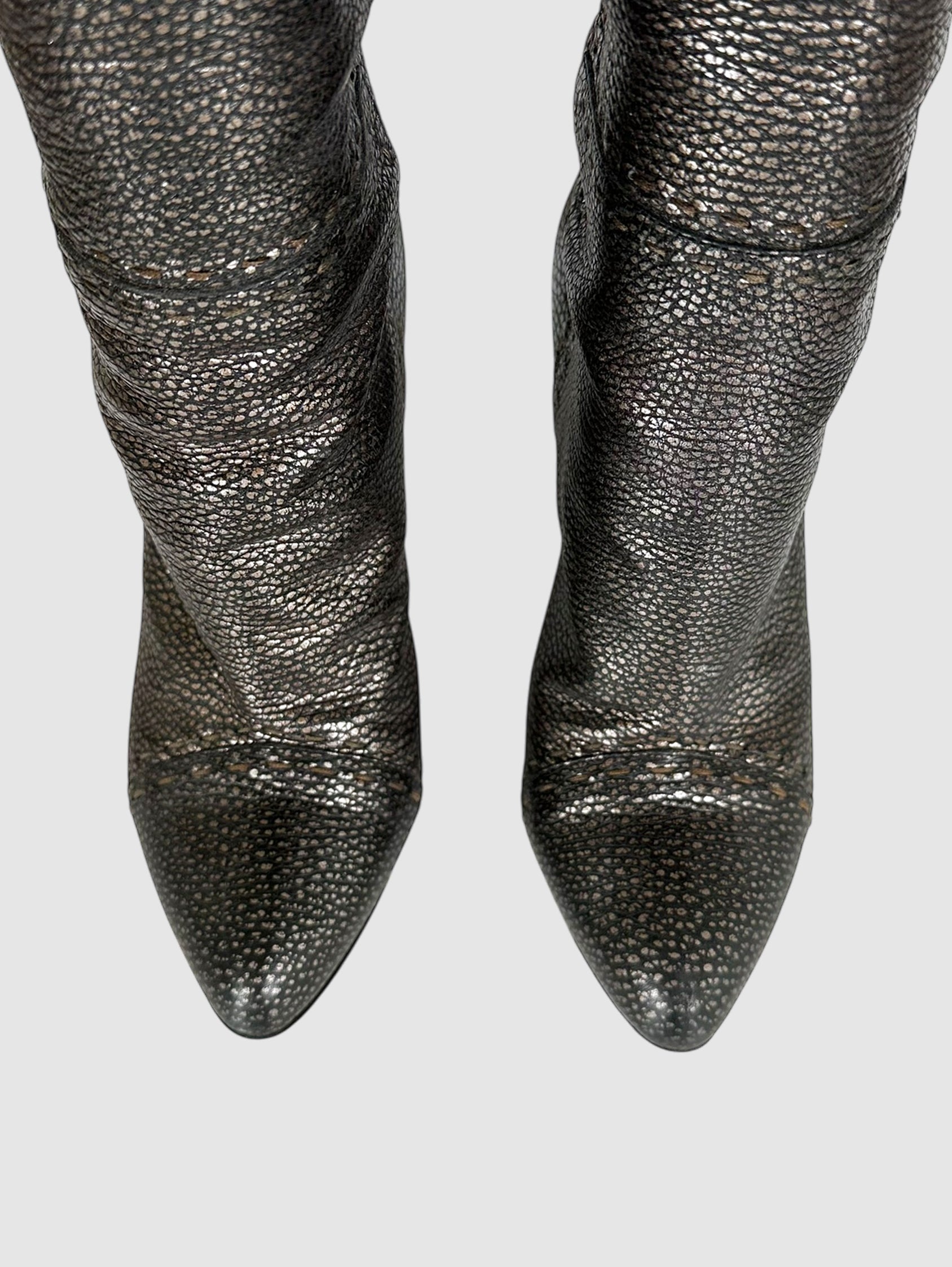 Pebbled Leather Patchwork Boots - Size 38