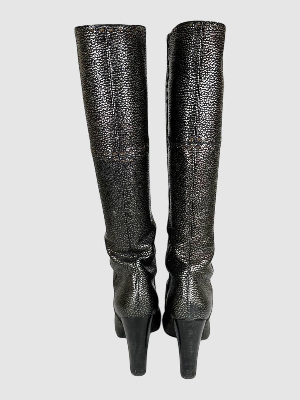 Pebbled Leather Patchwork Boots - Size 38