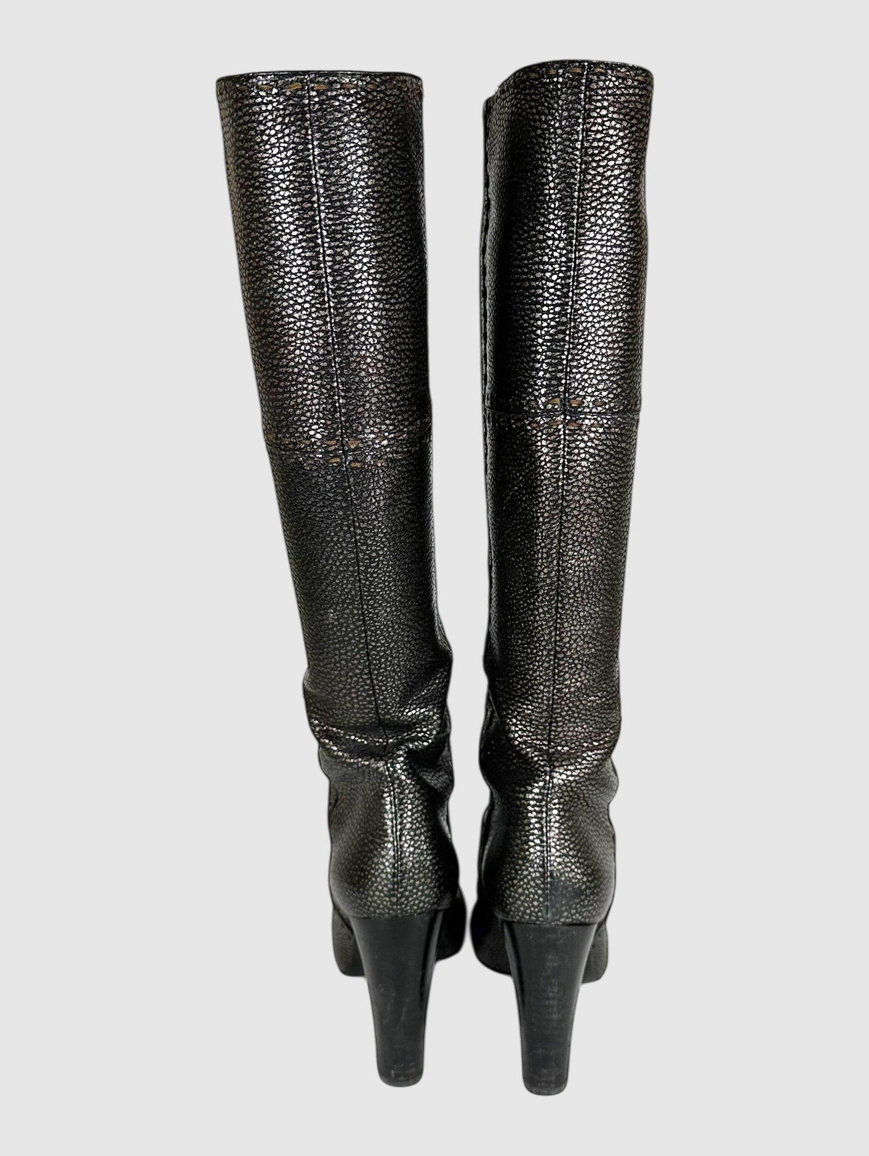 Pebbled Leather Patchwork Boots - Size 38