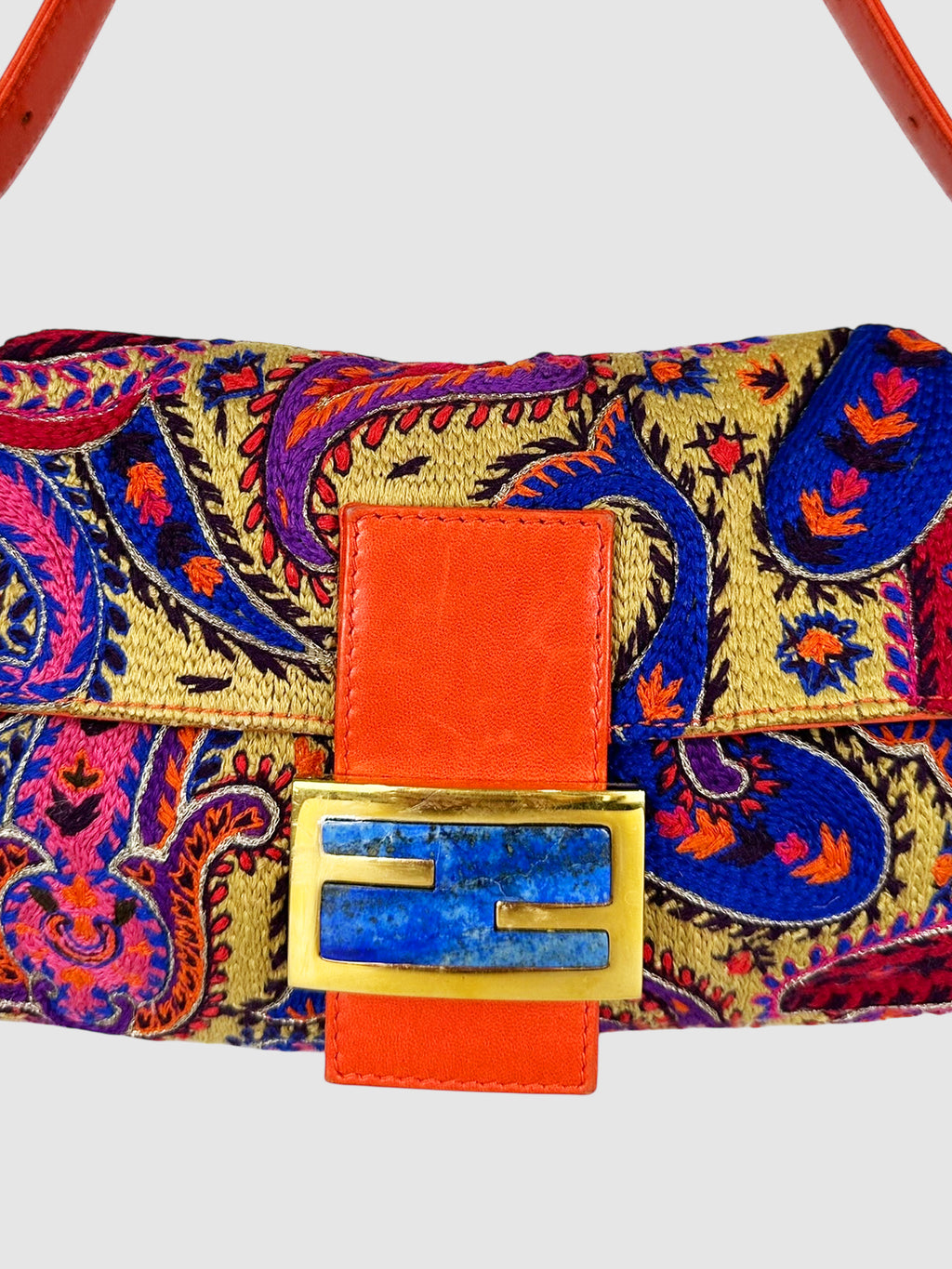 Embroidered Baguette Bag