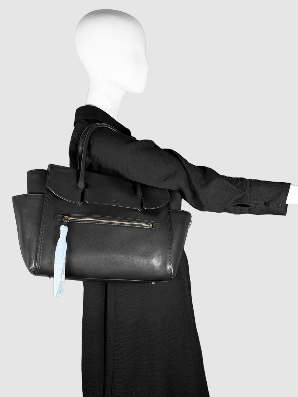 Salvatore Ferragamo Black Large Leather Hand Bag Consignment Secondhand Designer Luxury Resale Toronto Trendy