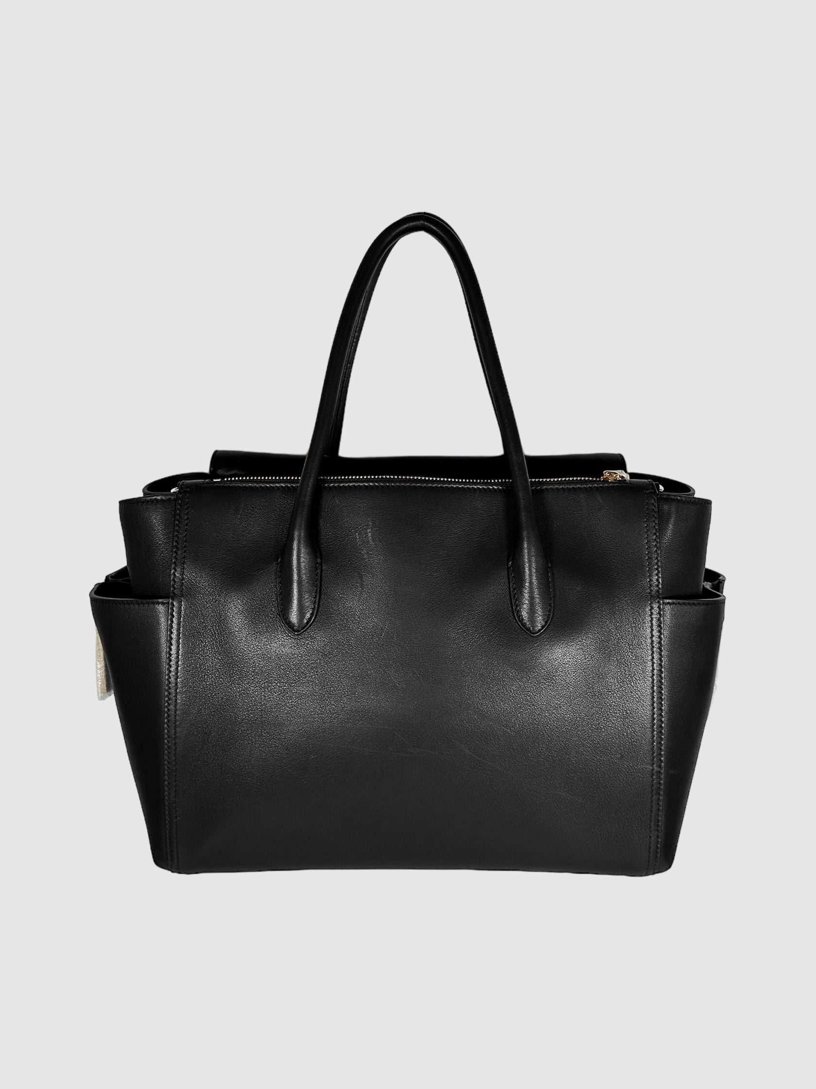 Salvatore Ferragamo Black Large Leather Hand Bag Consignment Secondhand Designer Luxury Resale Toronto Trendy