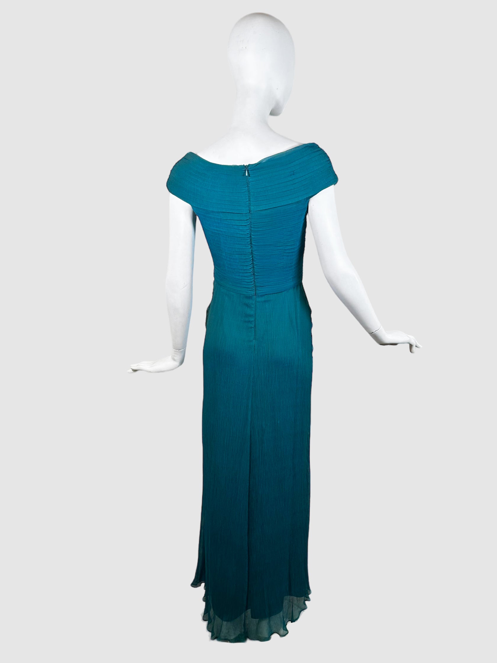 Tadashi Pleated Short-Sleeve Gown - Size 8