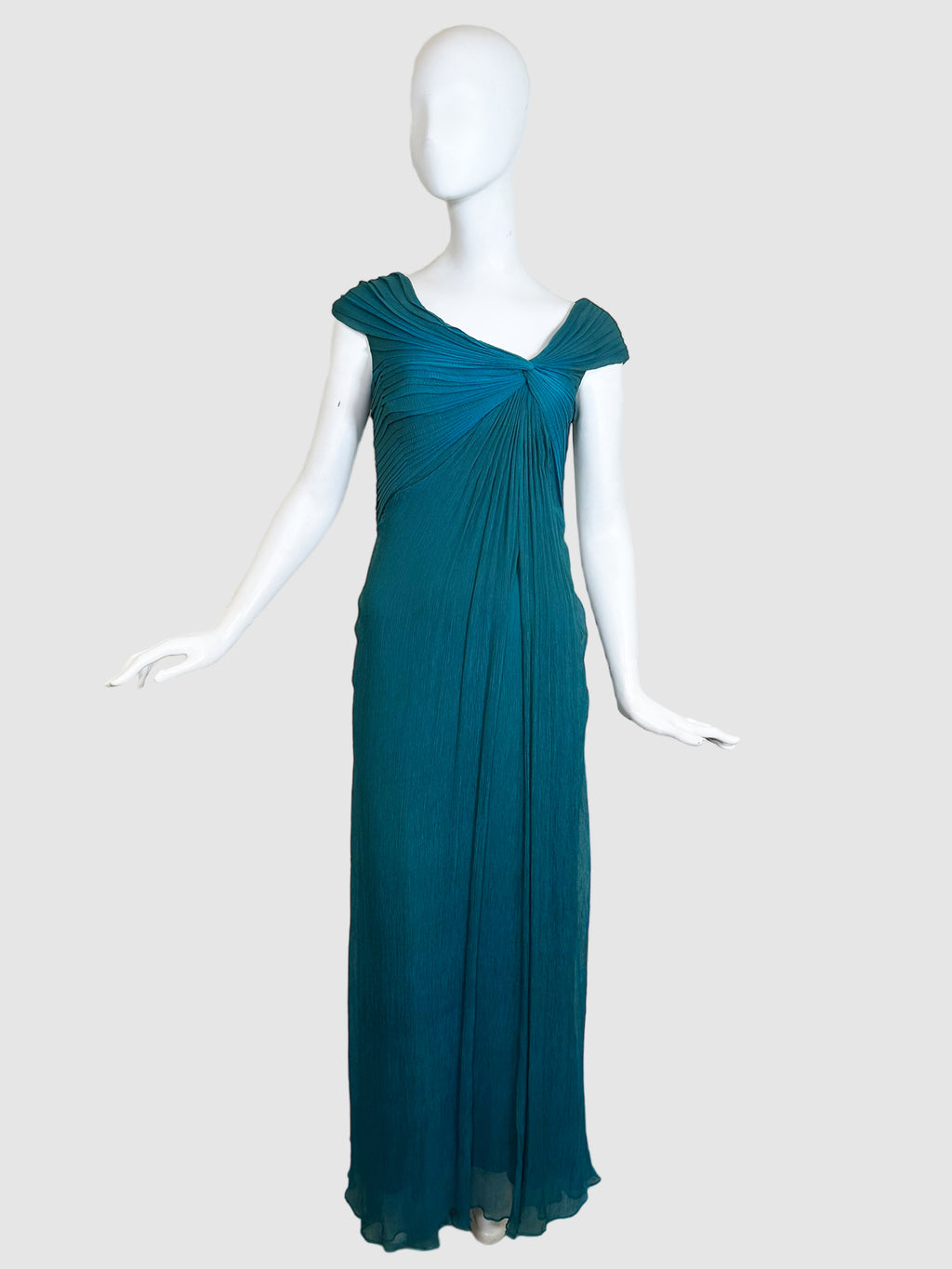 Tadashi Pleated Short-Sleeve Gown - Size 8