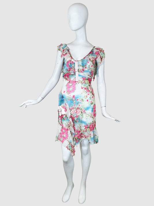 Zone Bleue Floral Sheer Dress - Size S