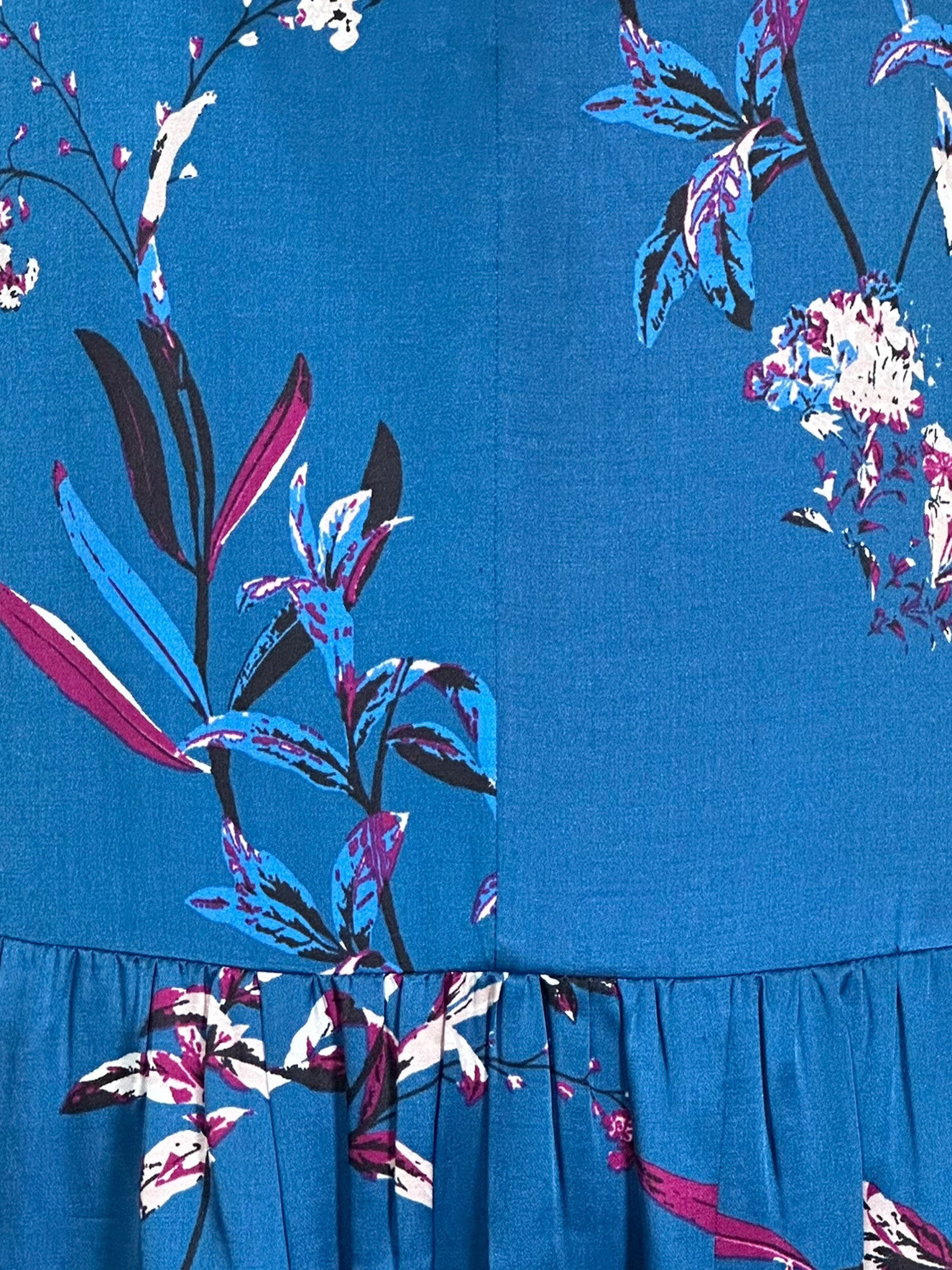 Floral V-Neck Satin Dress - Size 6