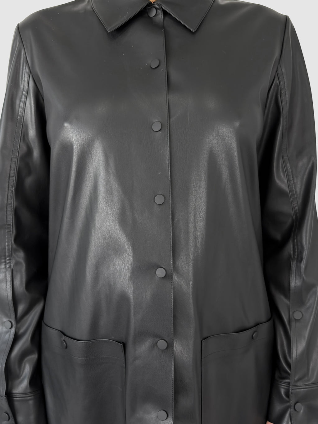 Faux Leather Shirt Jacket