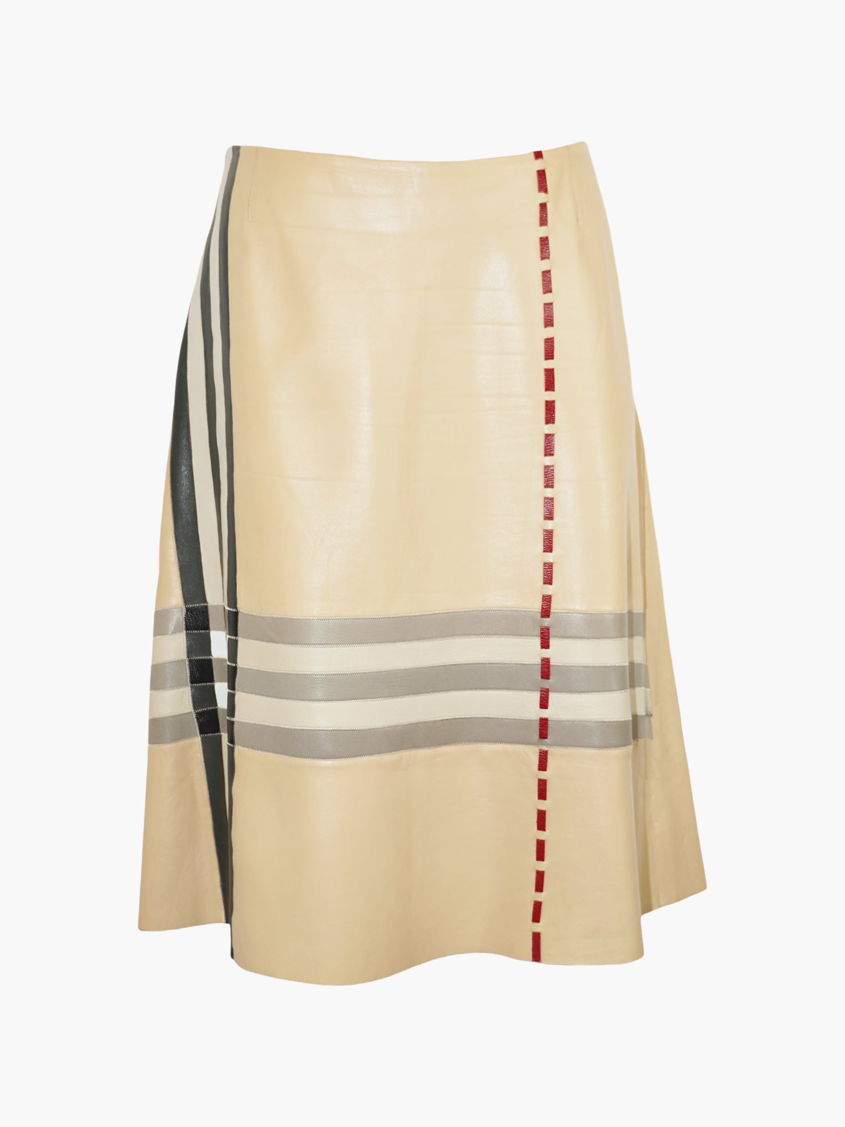 Check Leather Skirt