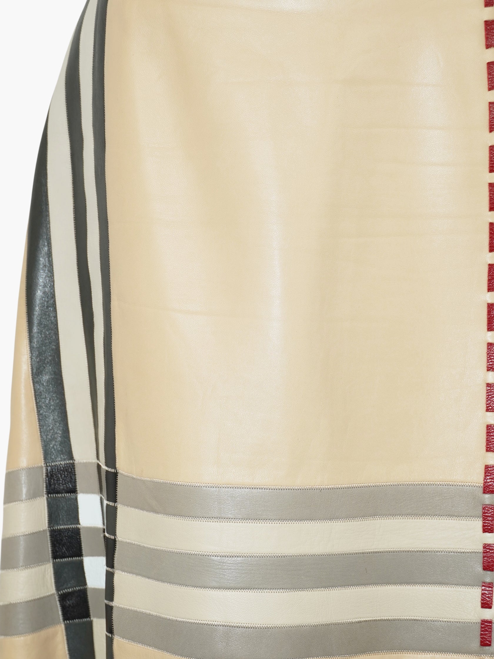 Check Leather Skirt