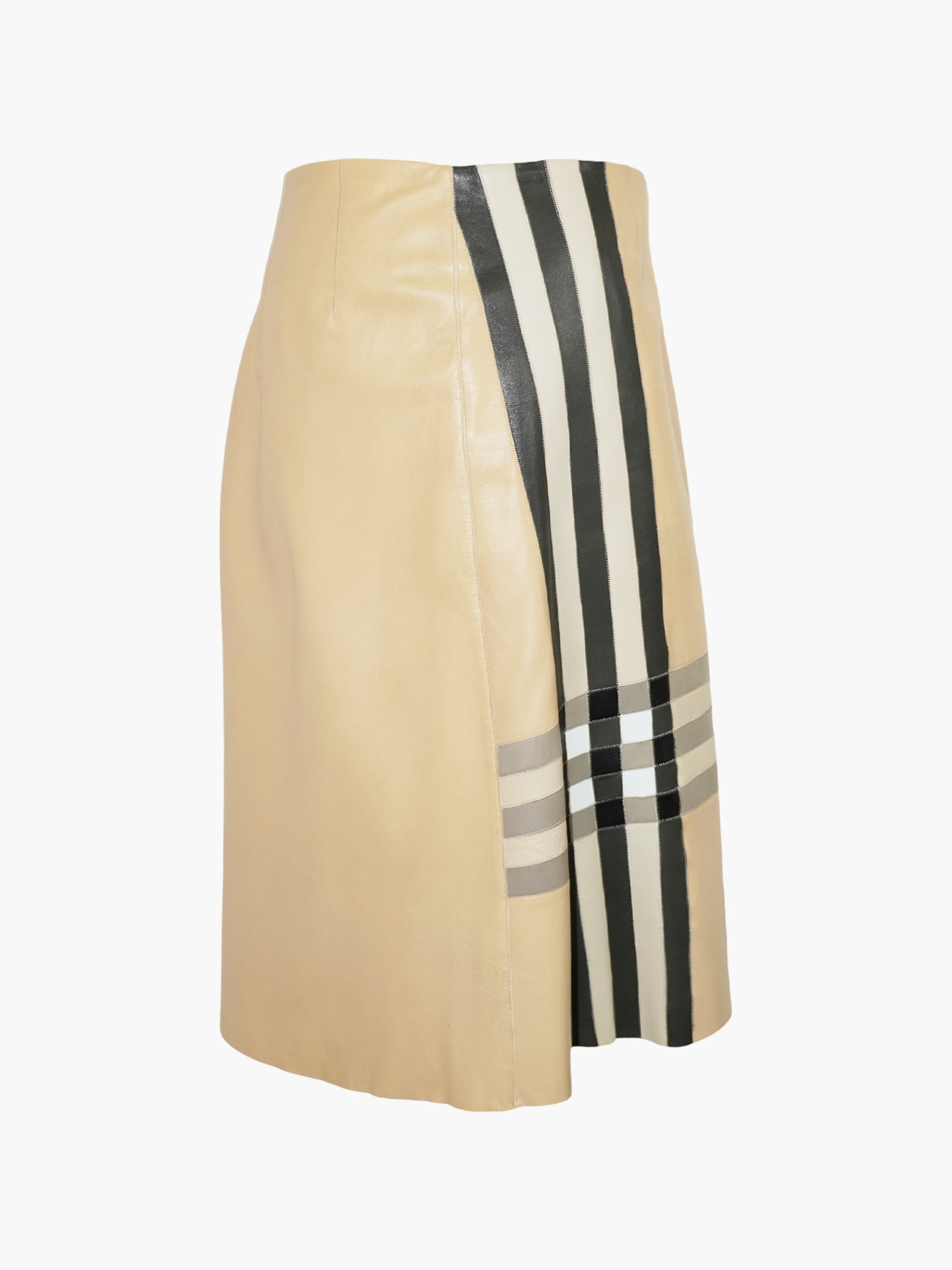 Check Leather Skirt