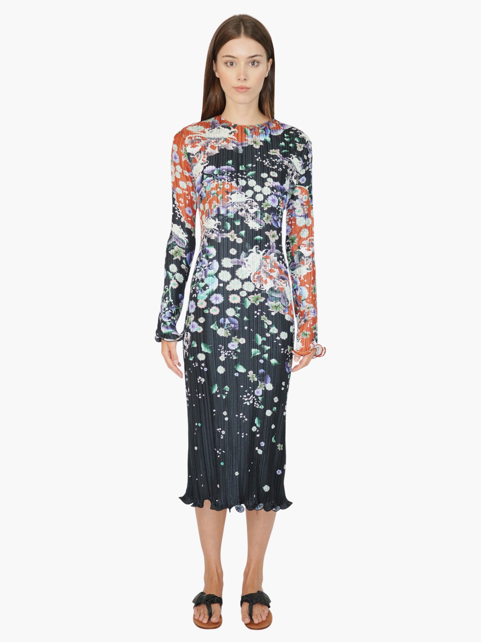 Pleated Floral Dress