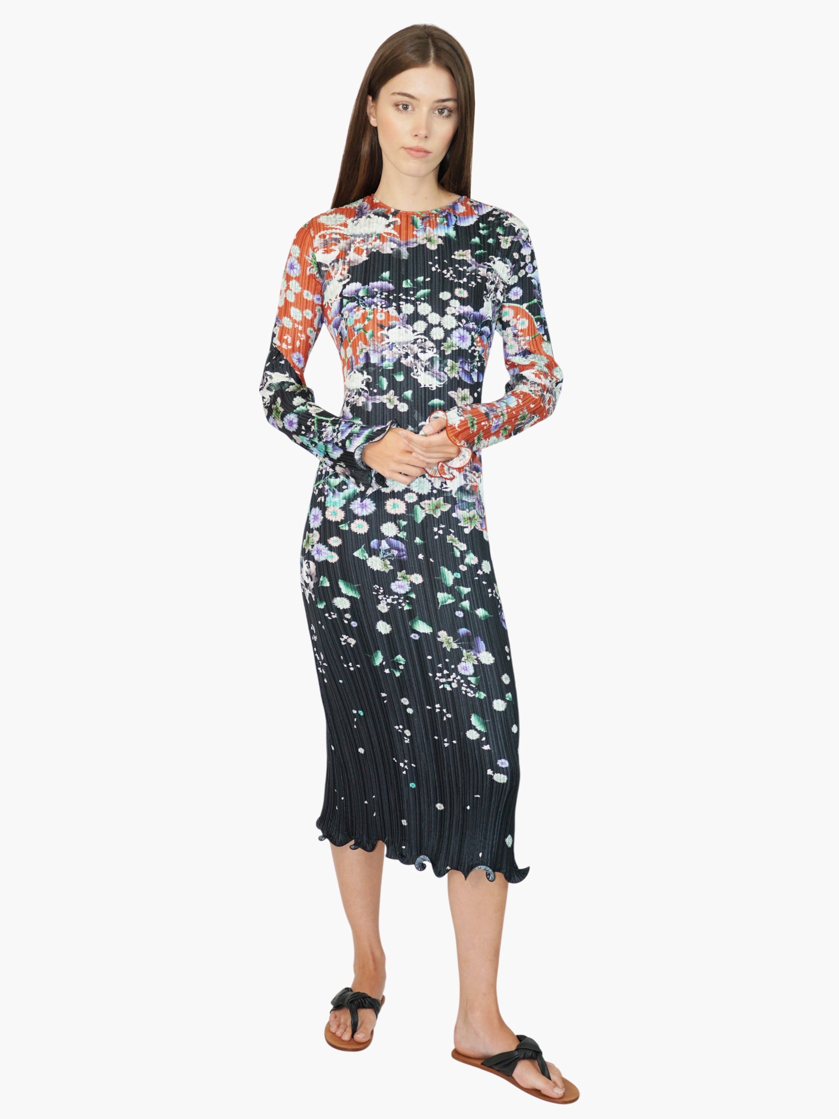 Pleated Floral Dress