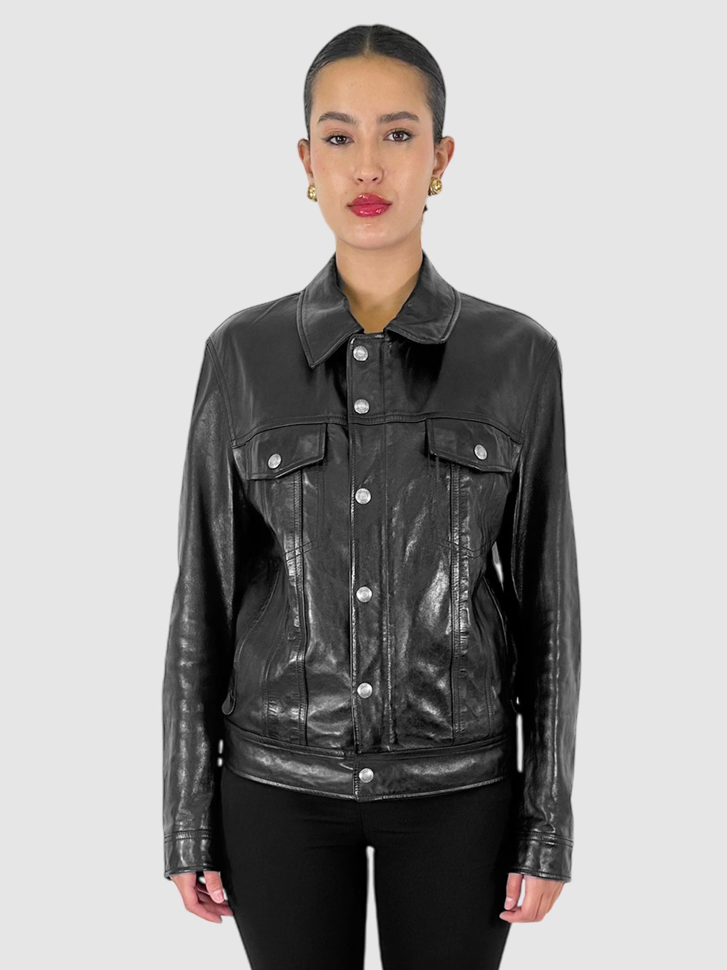 Leather Trucker Jacket - Size 50