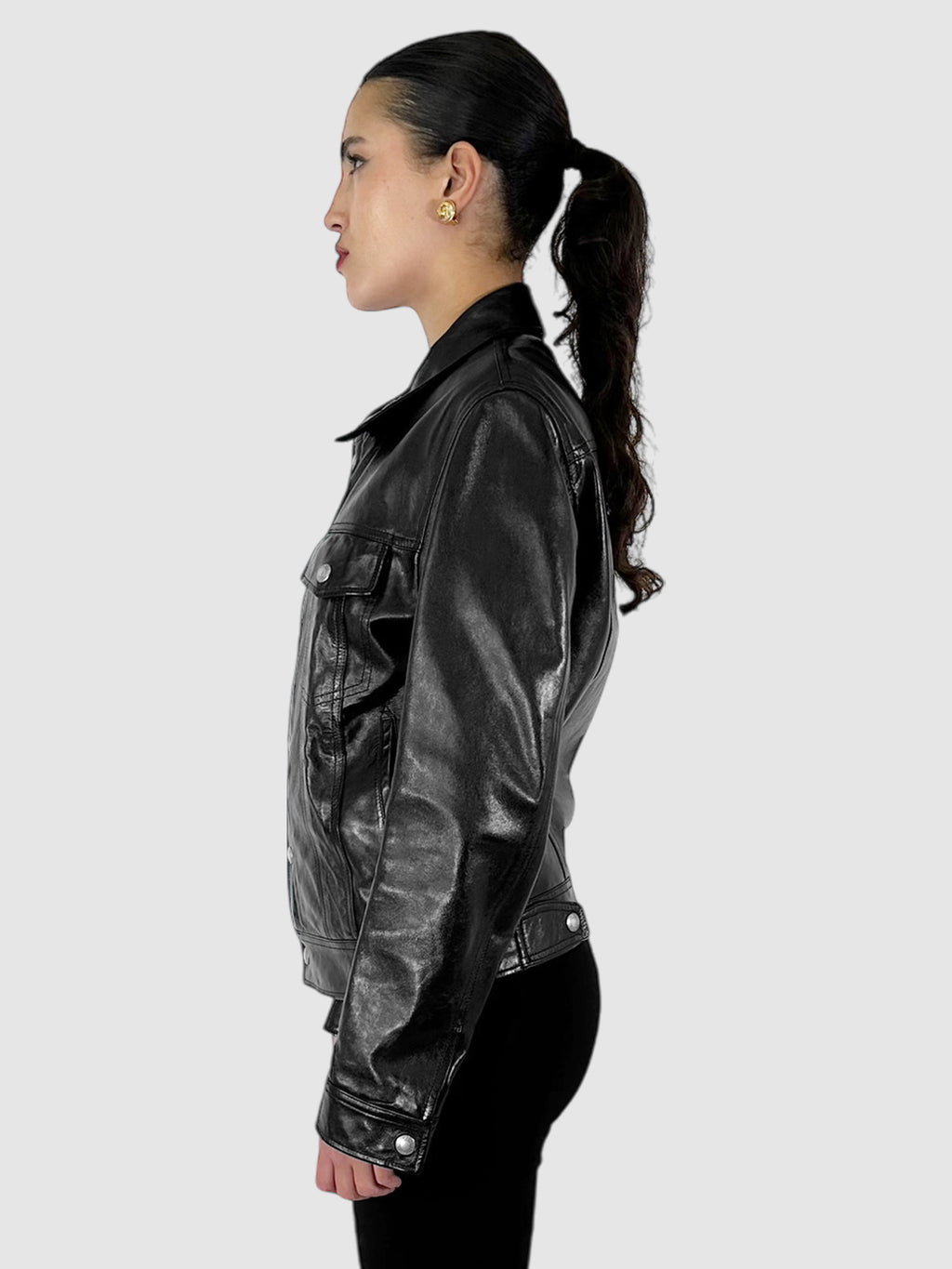 Leather Trucker Jacket - Size 50