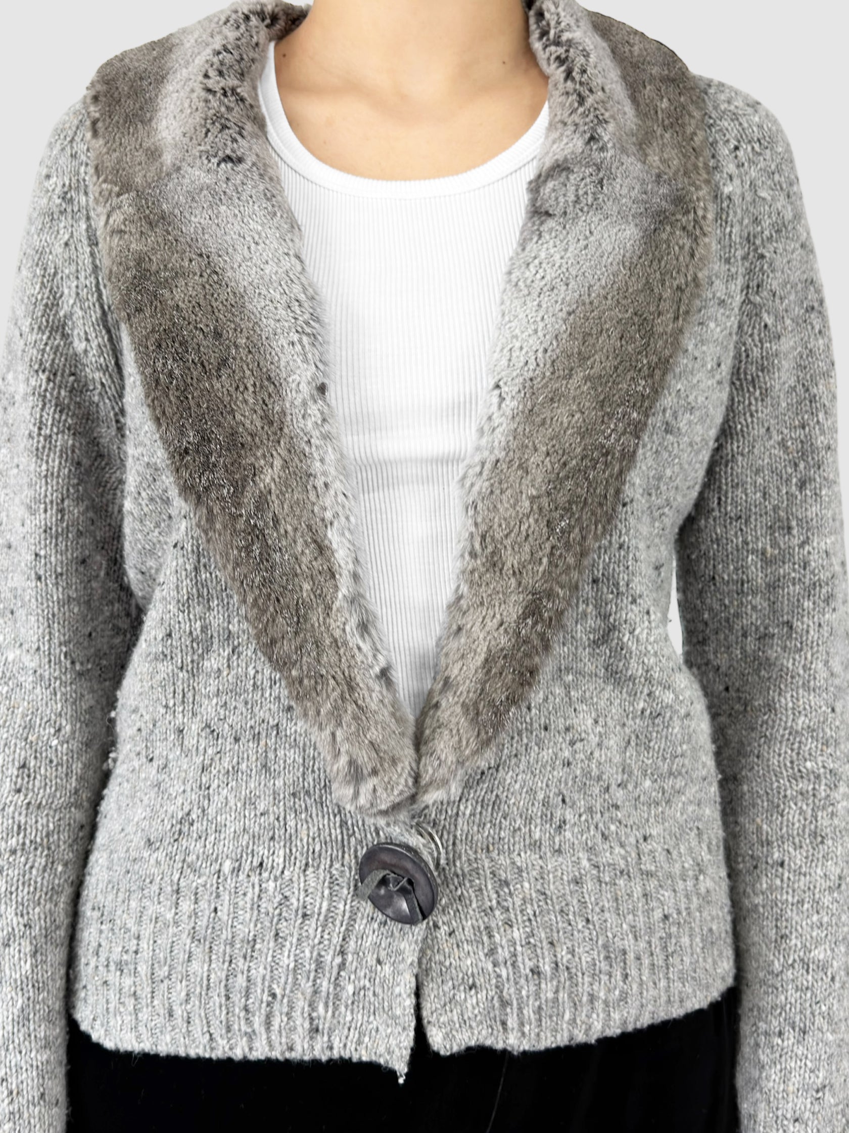 Fur Trim Wool Cardigan