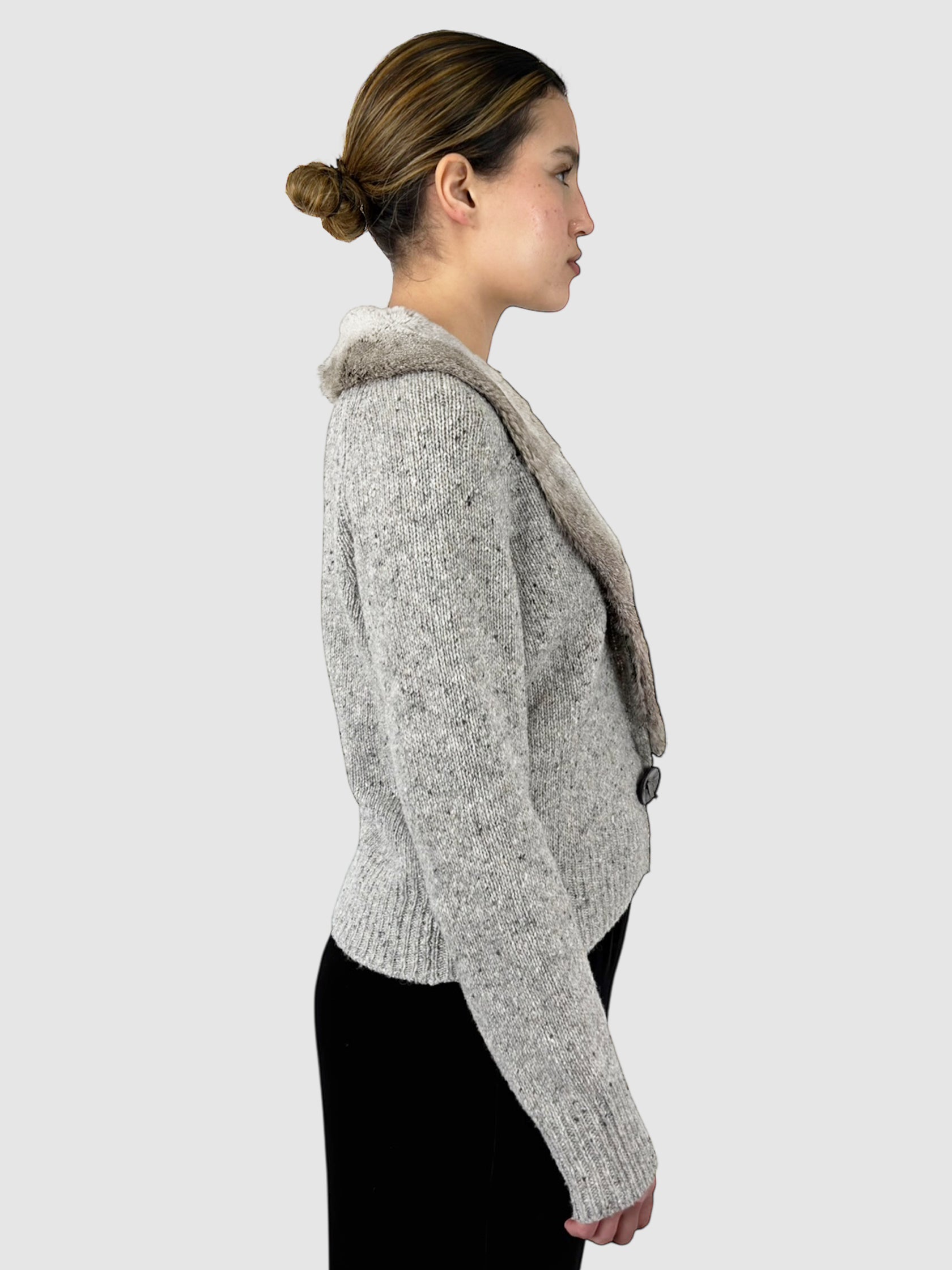 Fur Trim Wool Cardigan