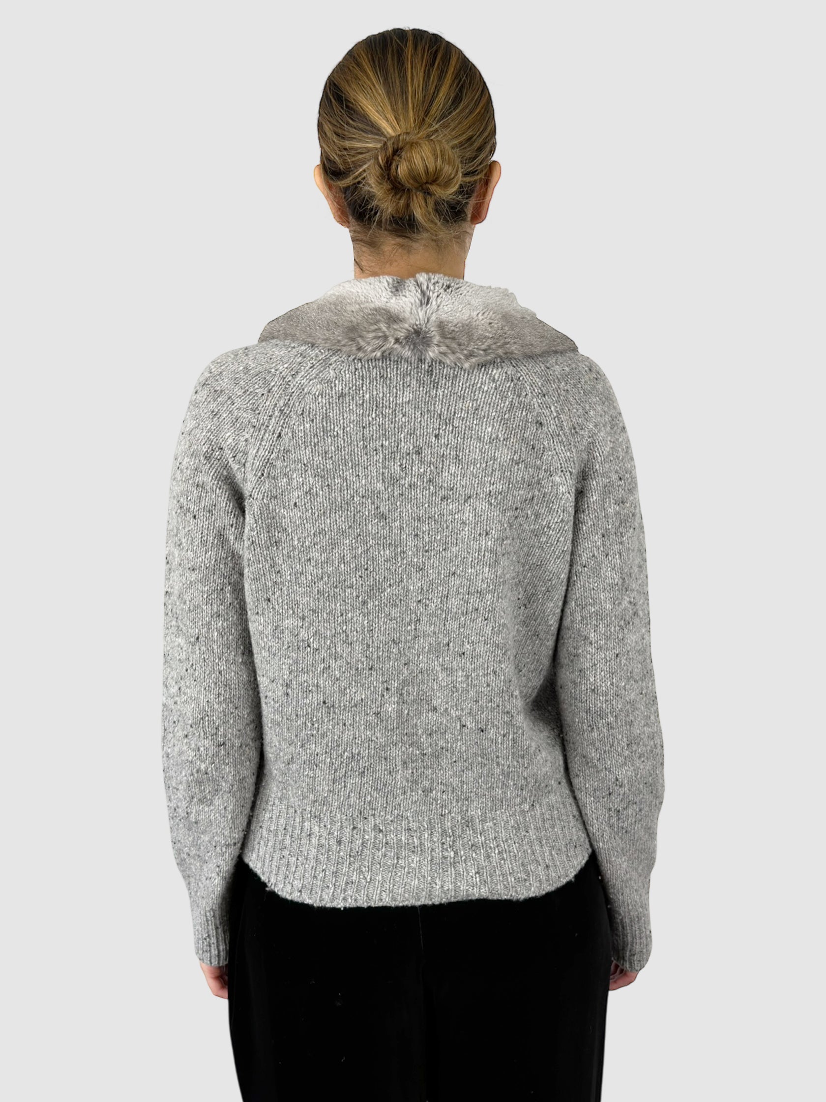 Fur Trim Wool Cardigan