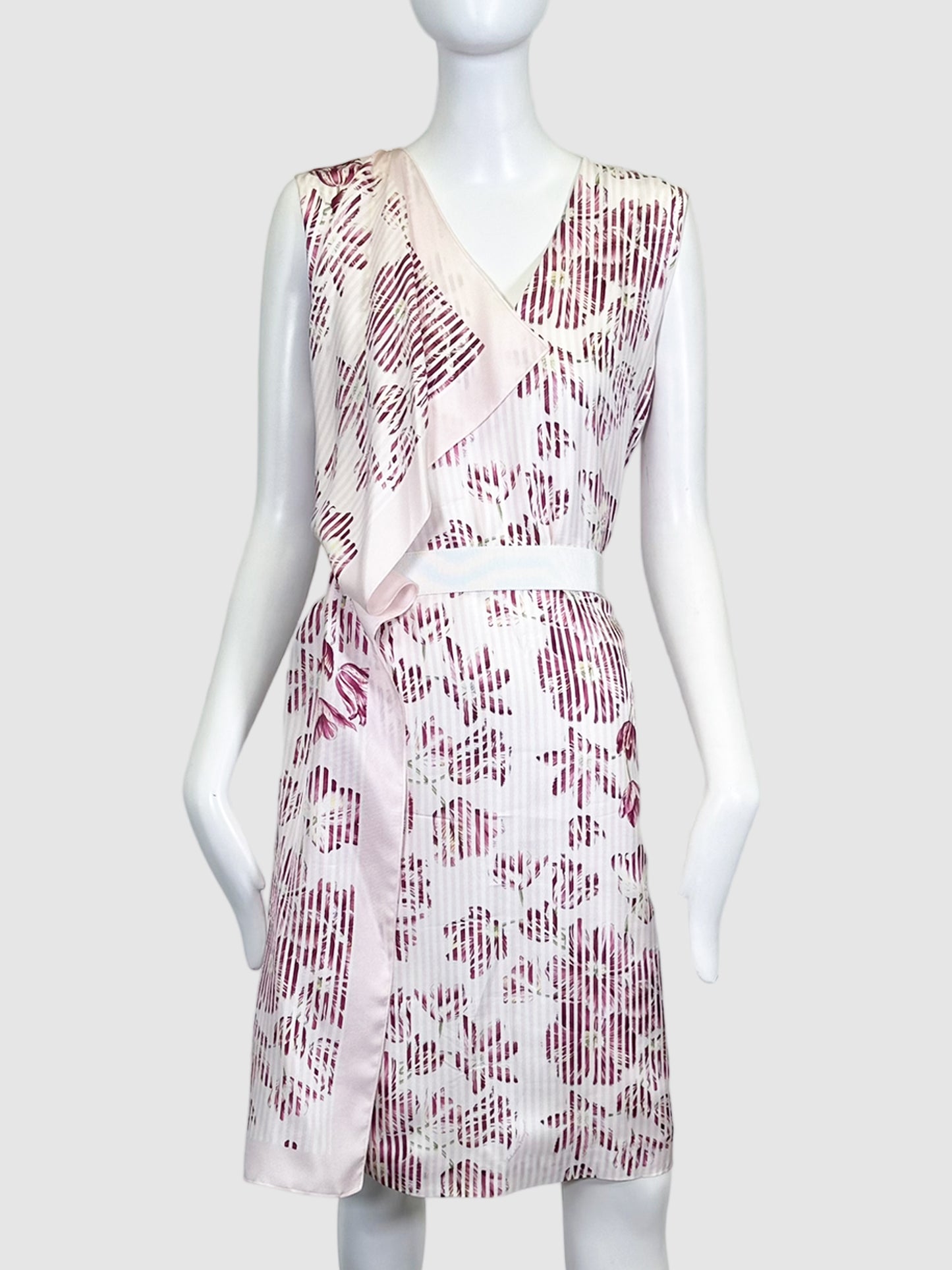 Floral Print Silk Dress - Size 44