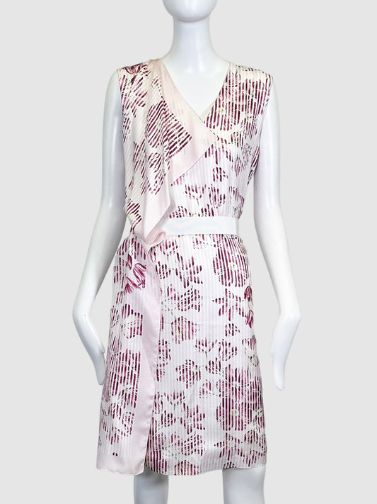 Floral Print Silk Dress - Size 44
