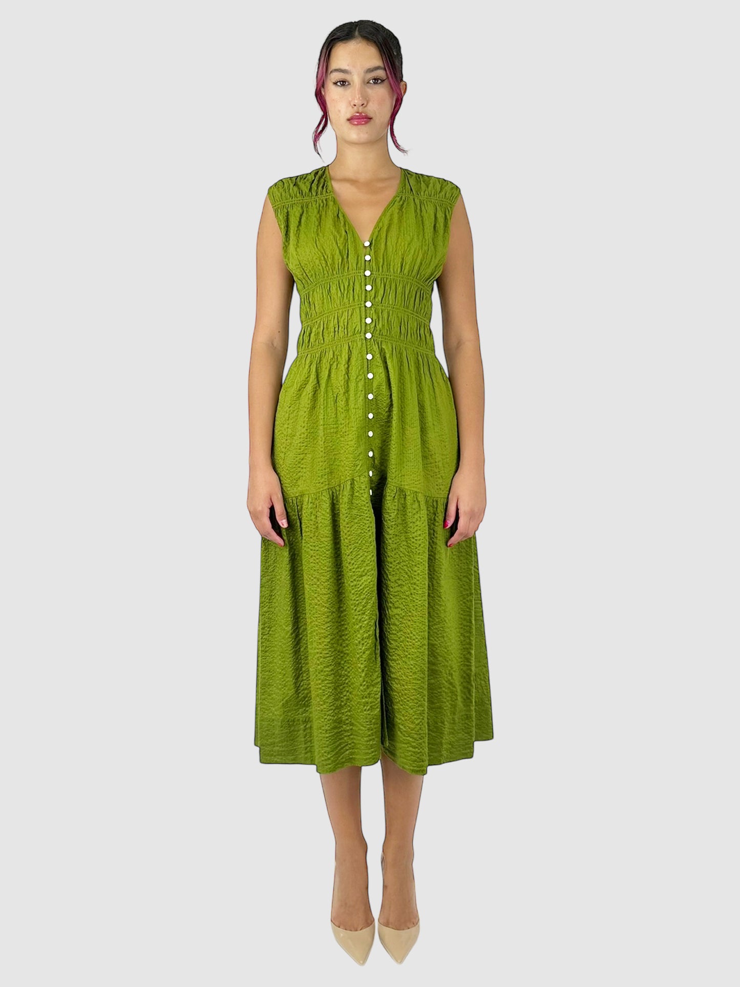 Shirred Midi Dress