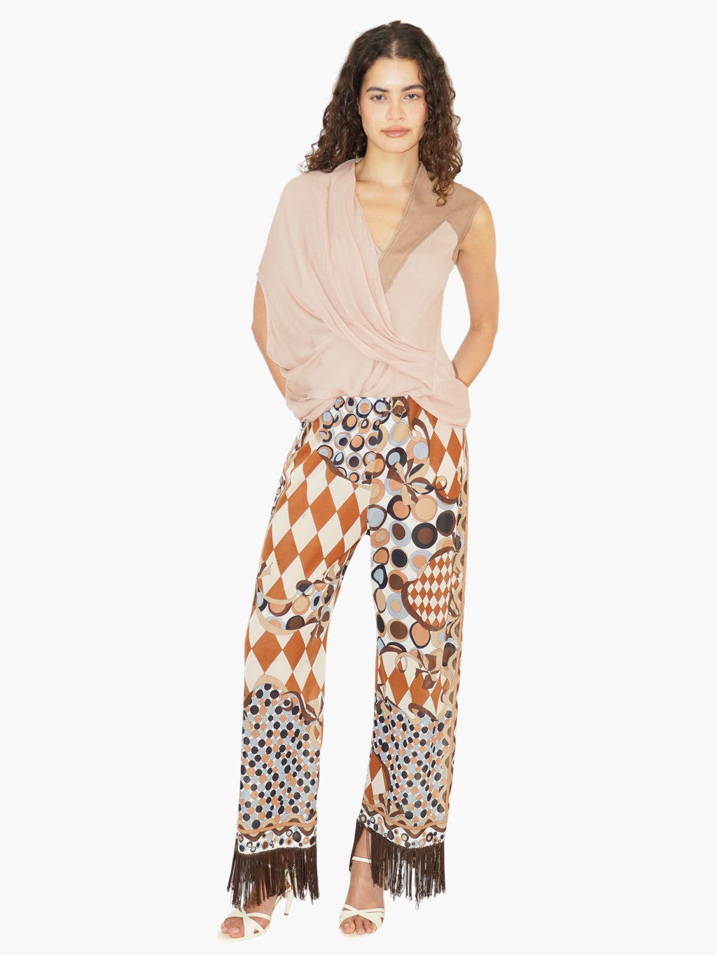 Printed Fringed Pants