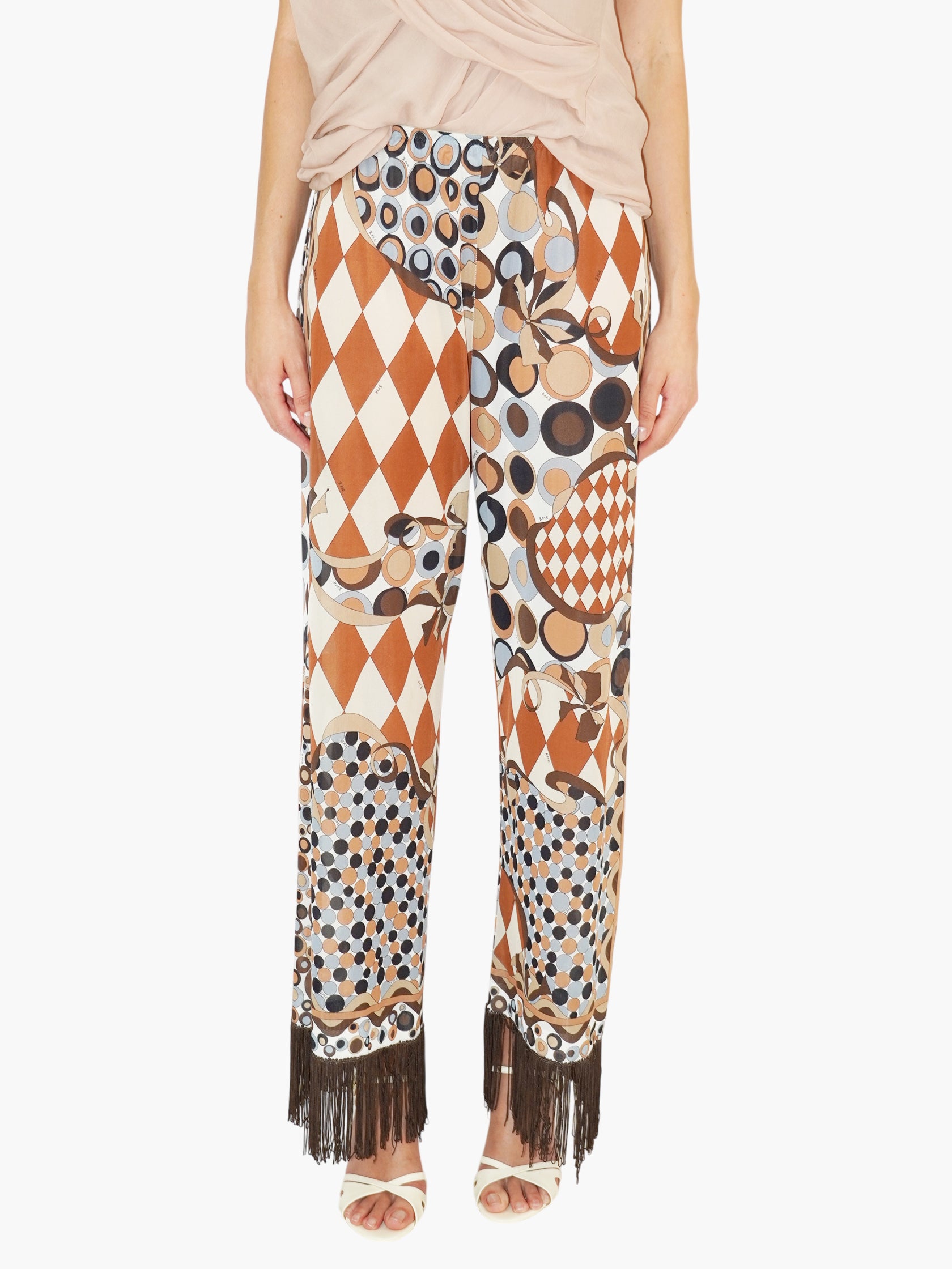 Printed Fringed Pants
