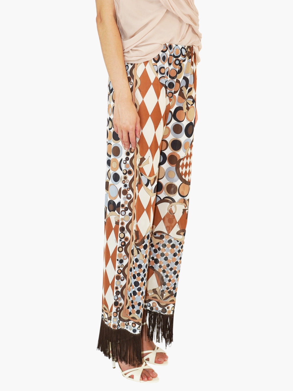 Printed Fringed Pants